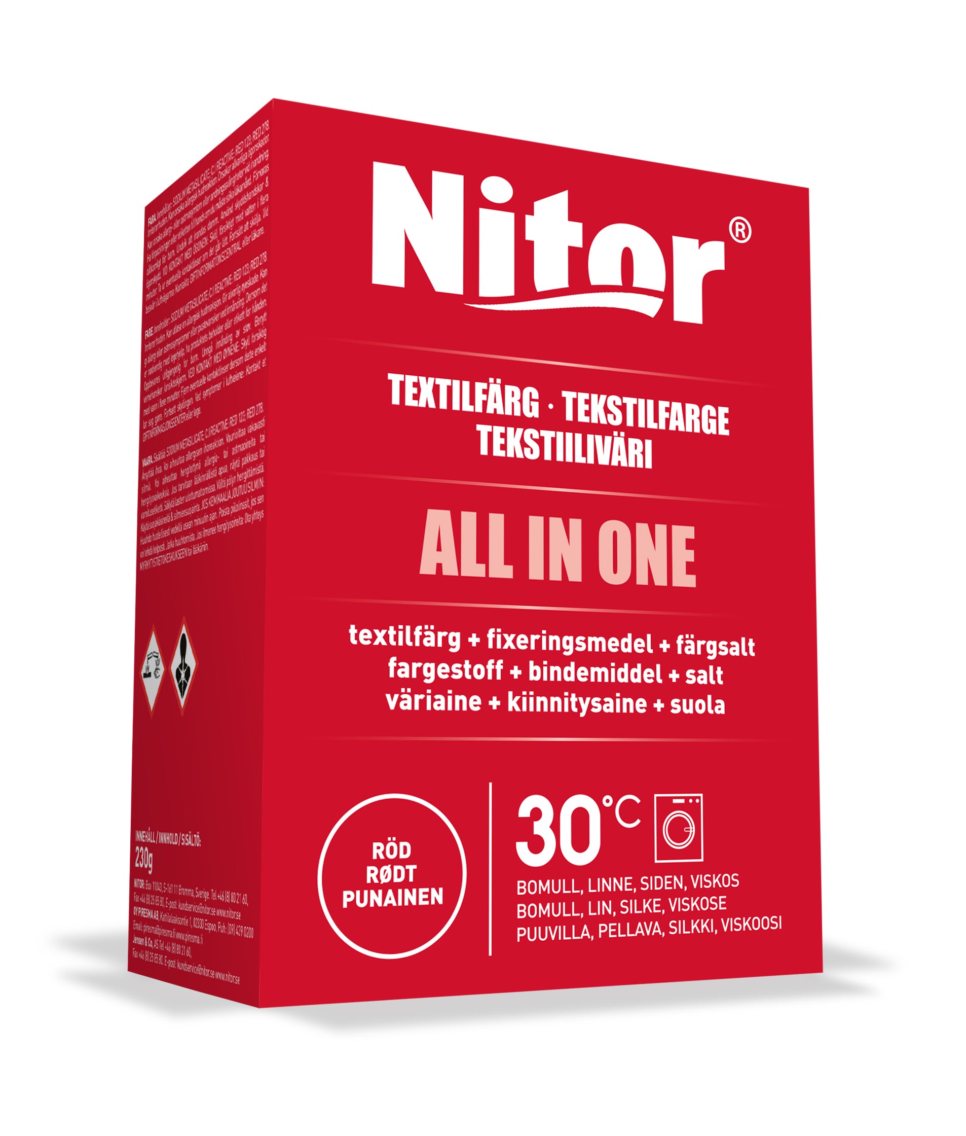 Nitor tekstiiliväri pun 230g All in one