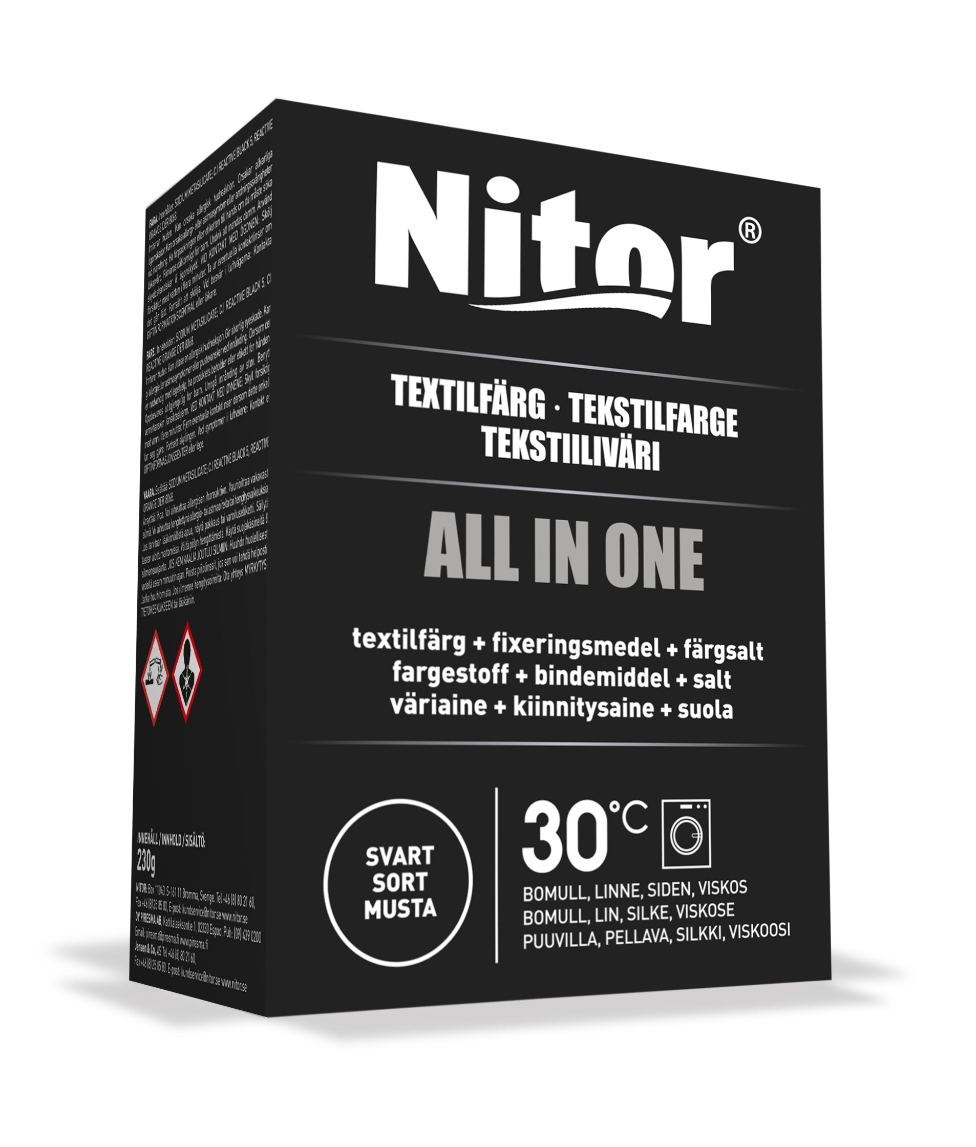 Nitor tekstiiliväri musta 230g All in on
