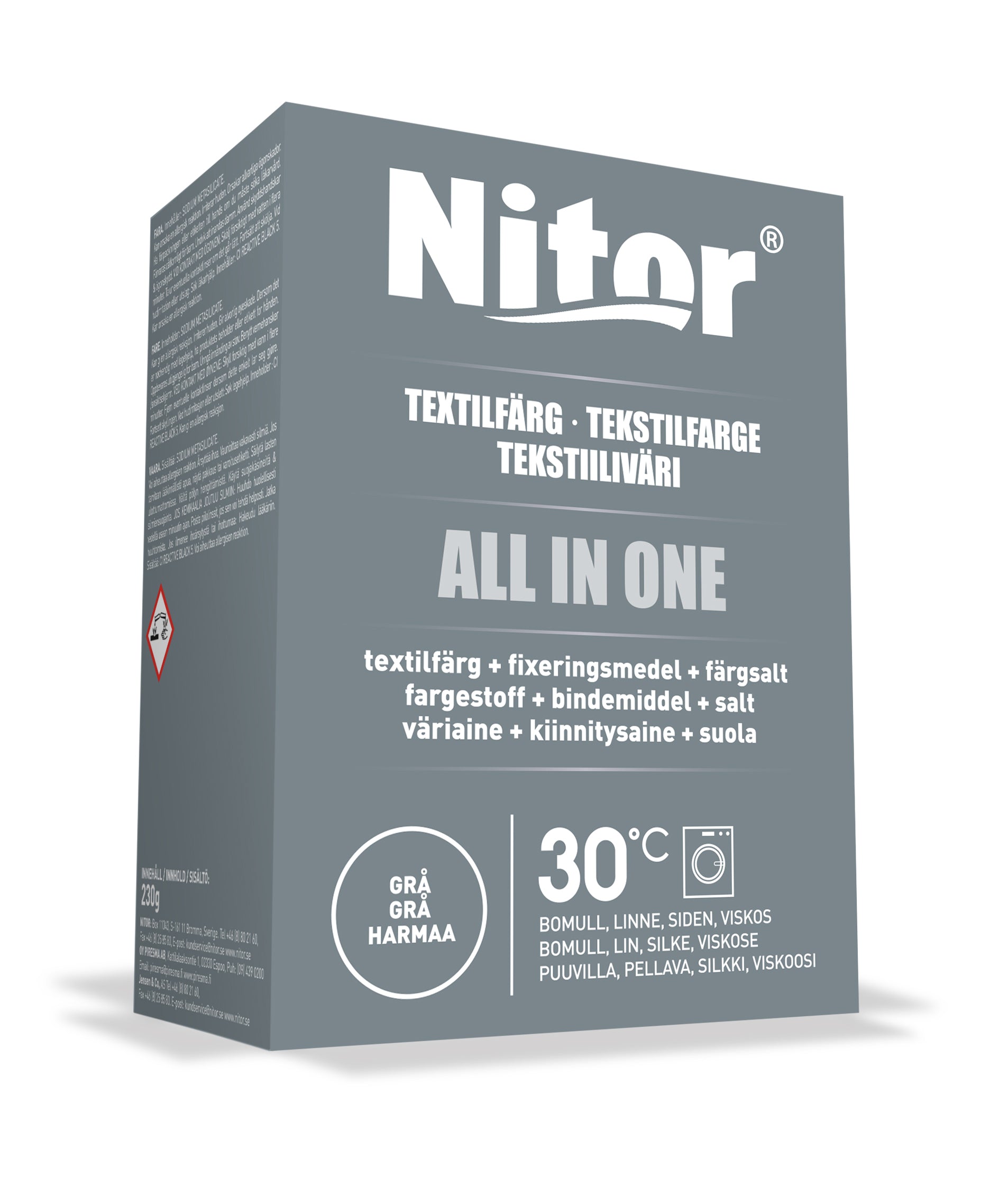 Nitor tekstiiliväri harmaa 230g All in