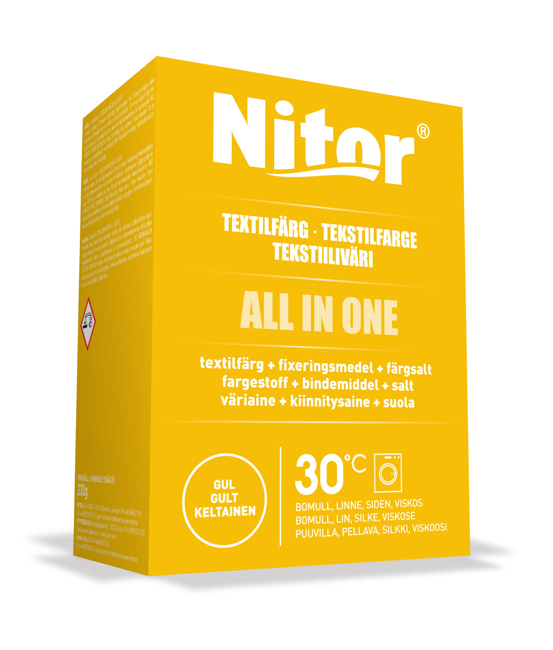 Nitor tekstiiliväri kelt 230g All in one