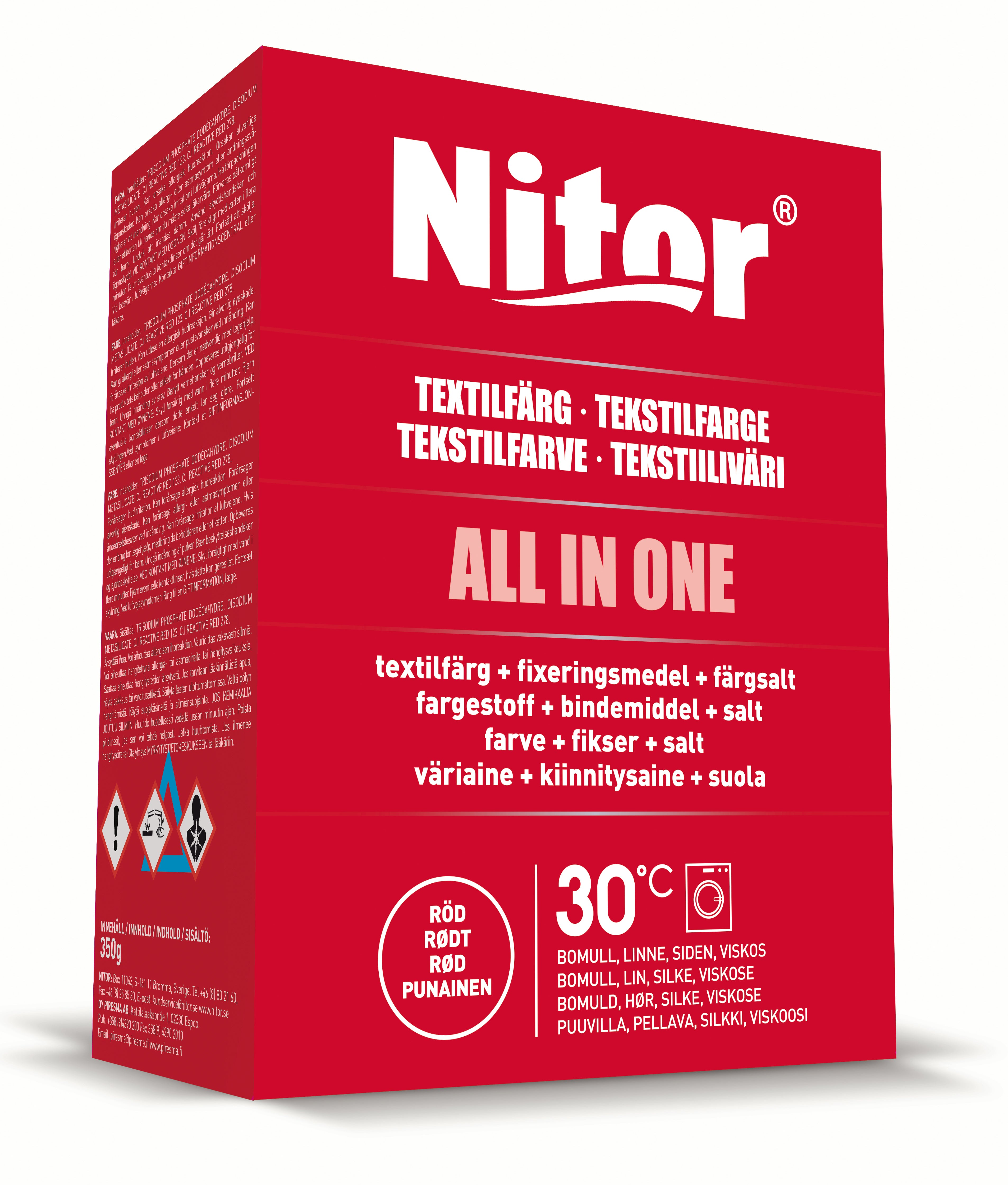 Nitor tekstiiliväri All-in1 350g punaine
