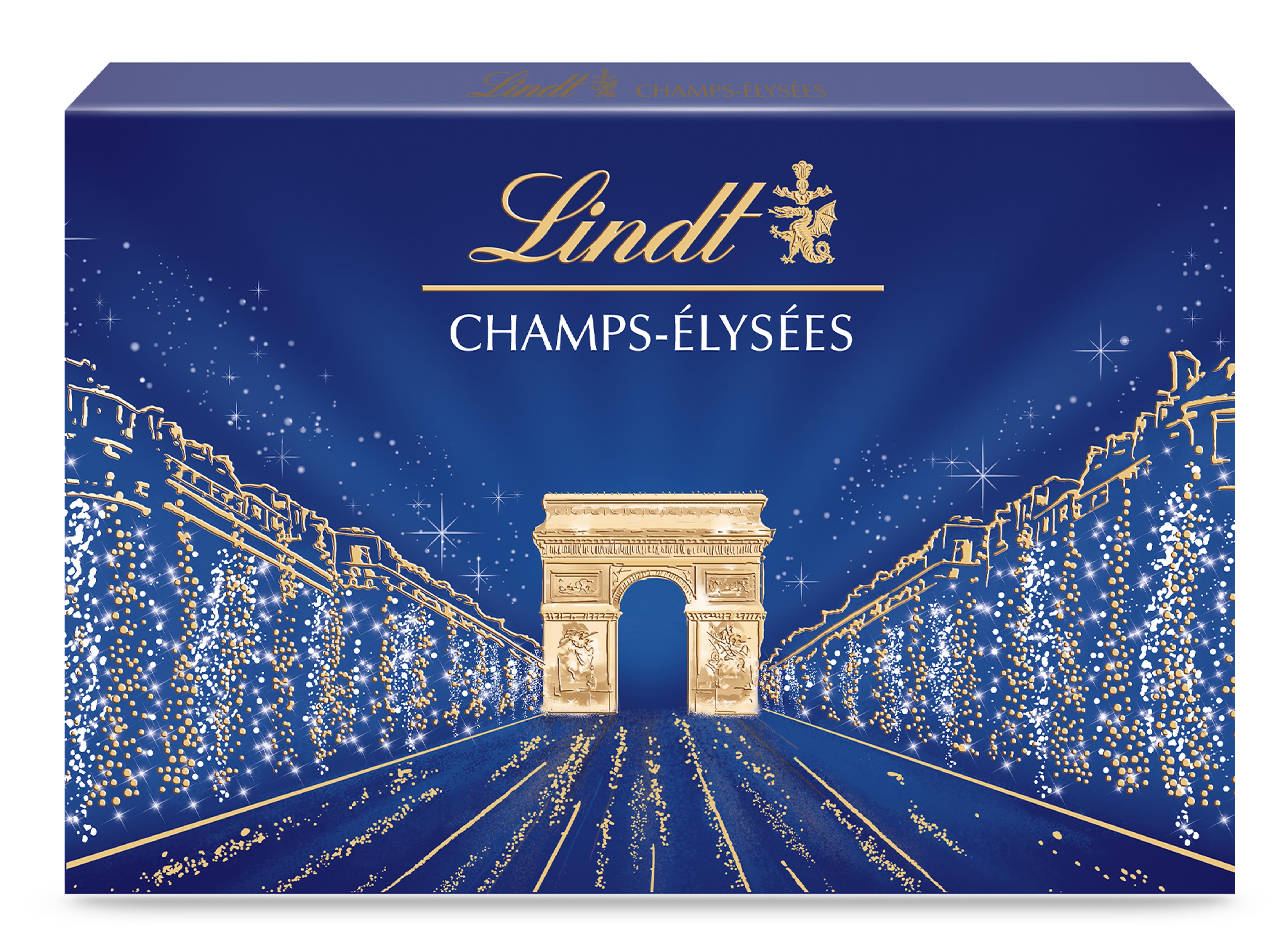 Lindt CHAMPS ELYSÉES valikoima hienoja maito-, tumma- ja valkosuklaakonvehteja 182g