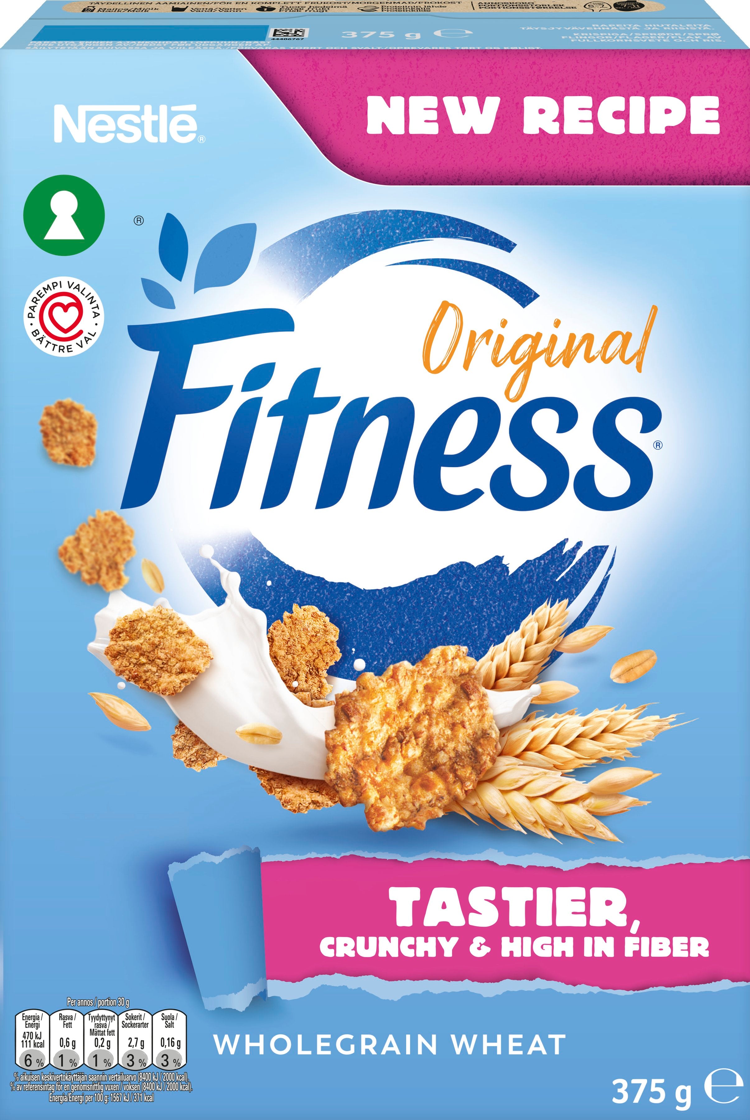 Nestlé Fitness Original 375g rapeita hiutaleita täysjyvävehnästä, riisistä ja kaurasta