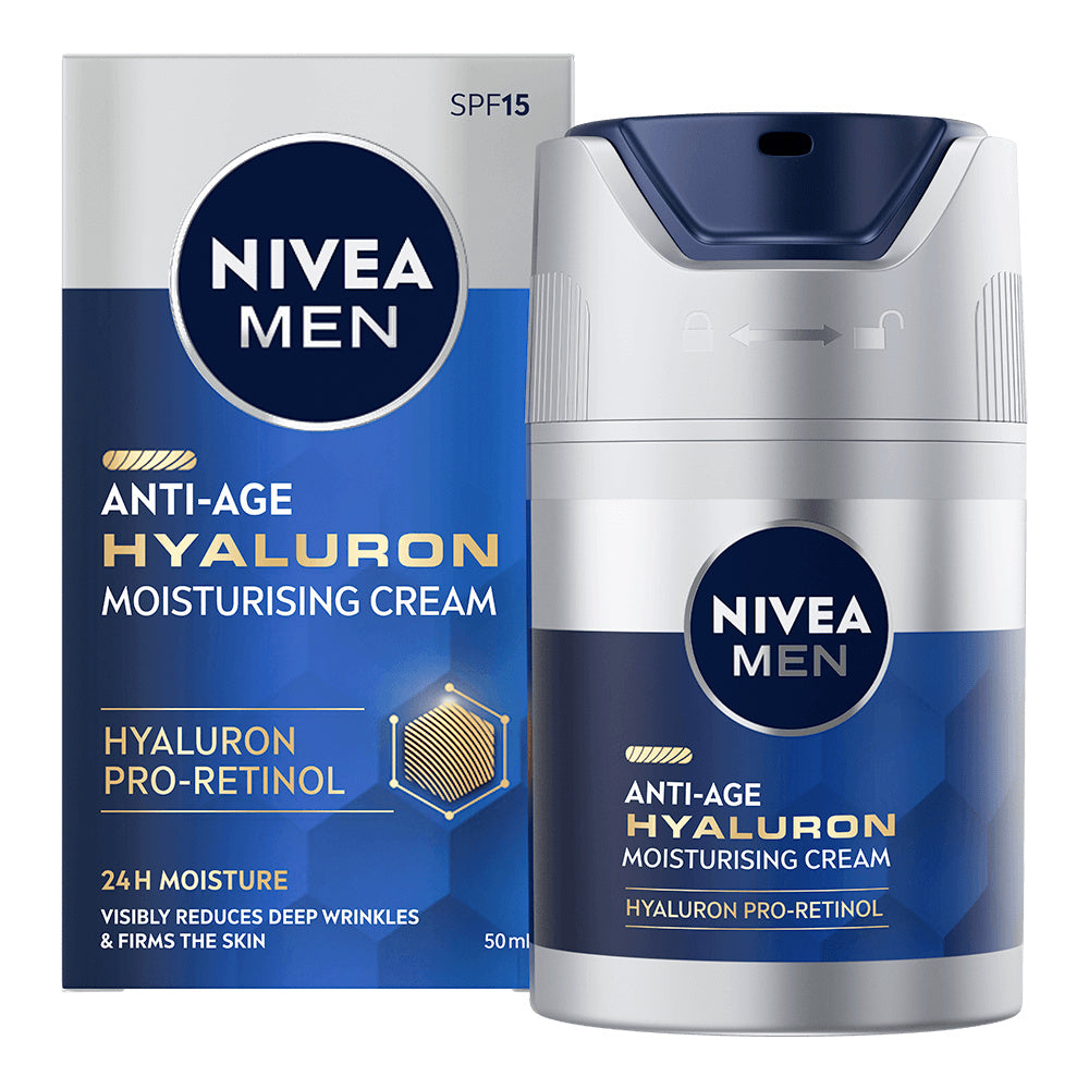 NIVEA MEN 50ml Anti-Age Hyaluron Face Moisturising Cream SPF15 -kasvovoide