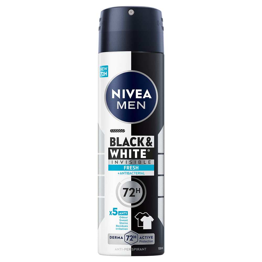 NIVEA MEN 150ml Black & White Invisible Fresh Deo Spray -antiperspirantti