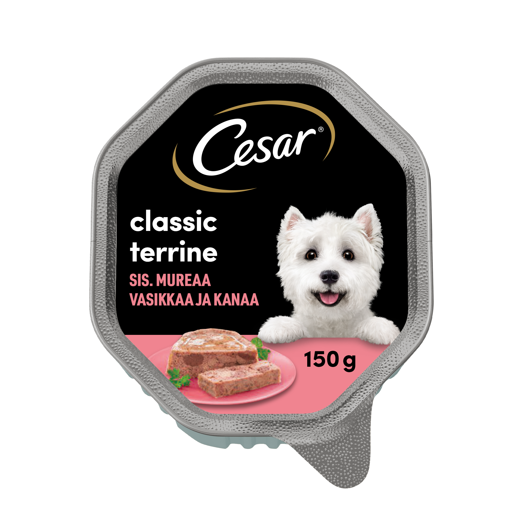 Cesar Classic Terrine sis. Vasikkaa ja Kanaa terriinissä - Koiran märkäruoka annosrasiassa - (150 g)