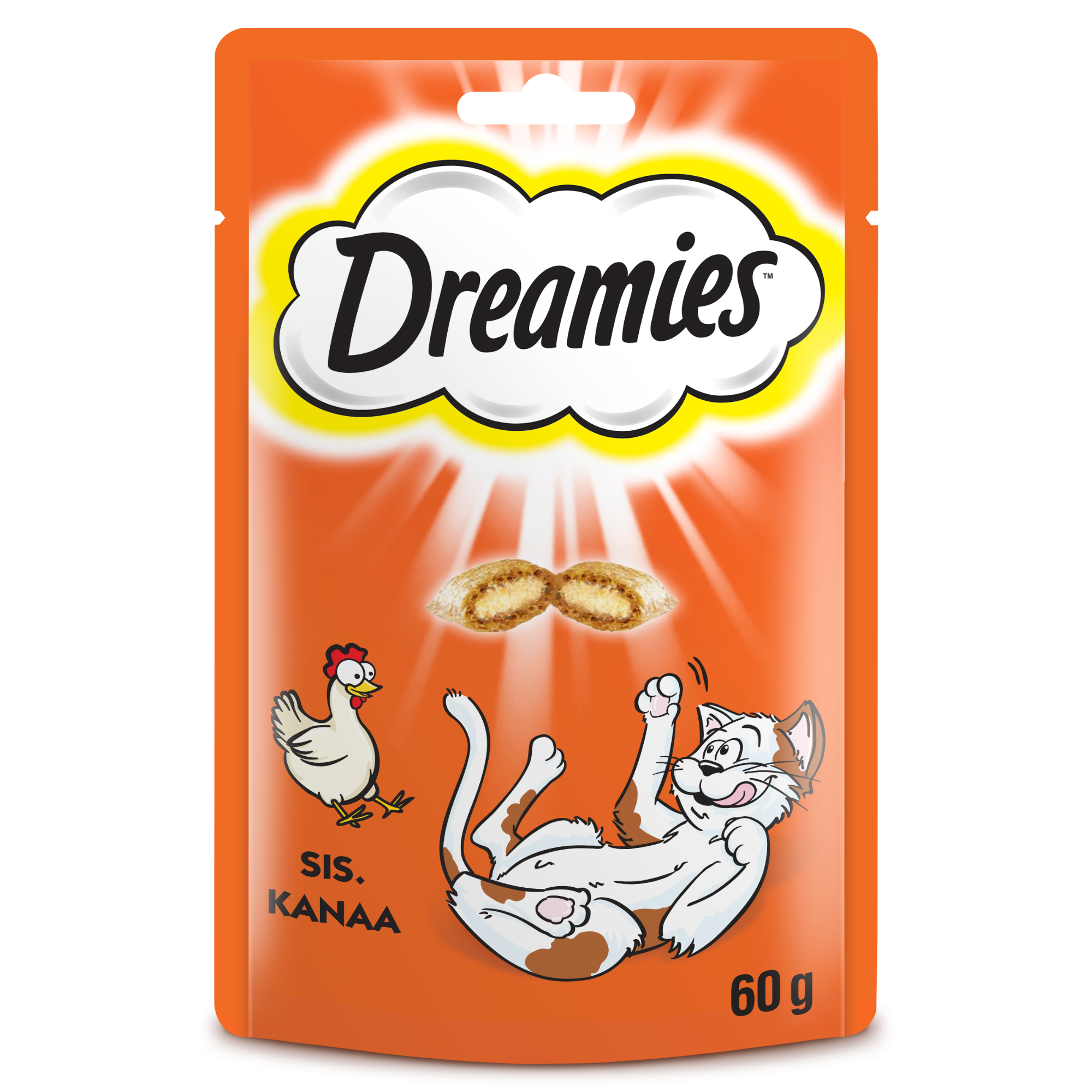 Dreamies sis. Kanaa - Kissanherkku pussissa - (60 g)