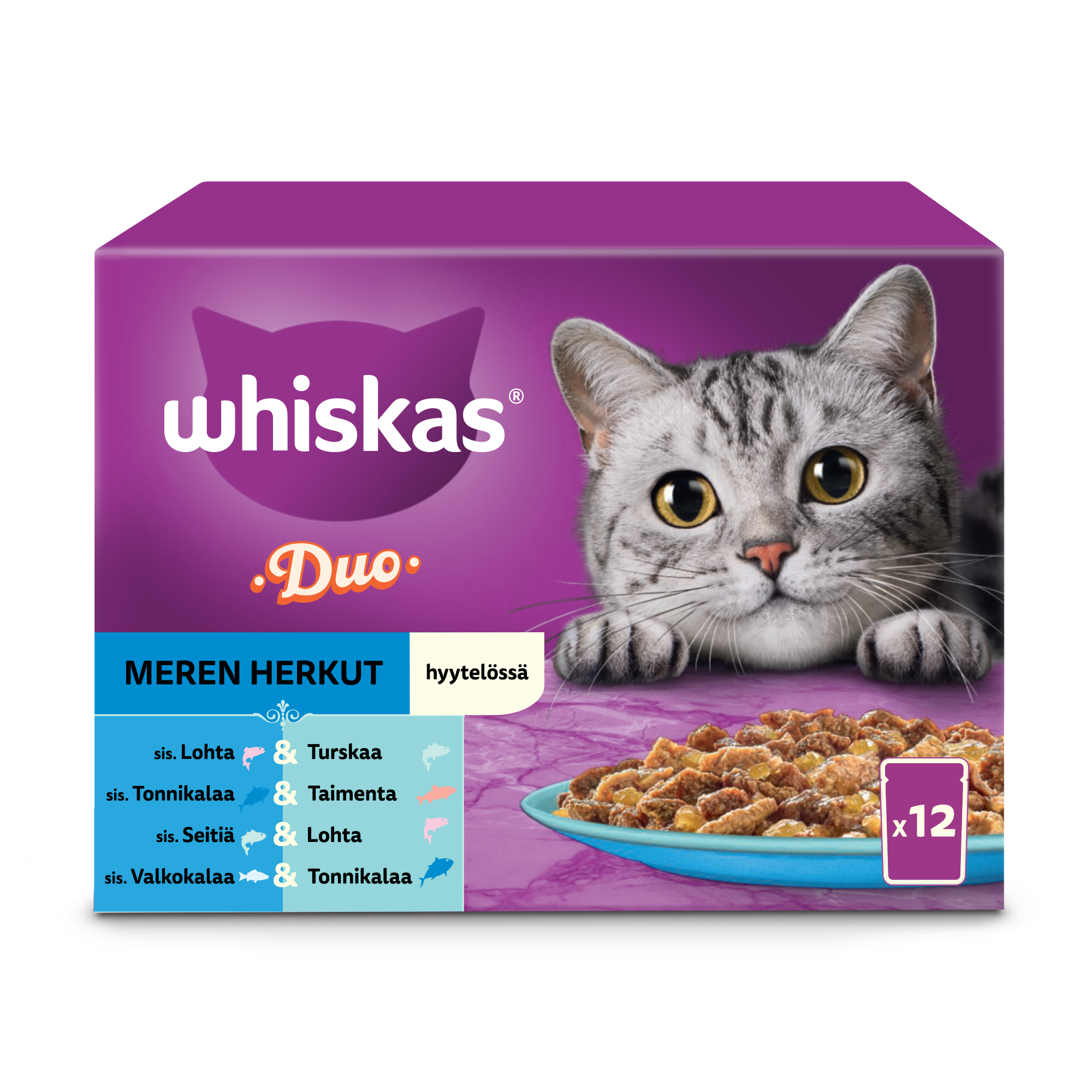 Whiskas 1+ Duo Meren Herkut hyytelössä (12 x 85 g)