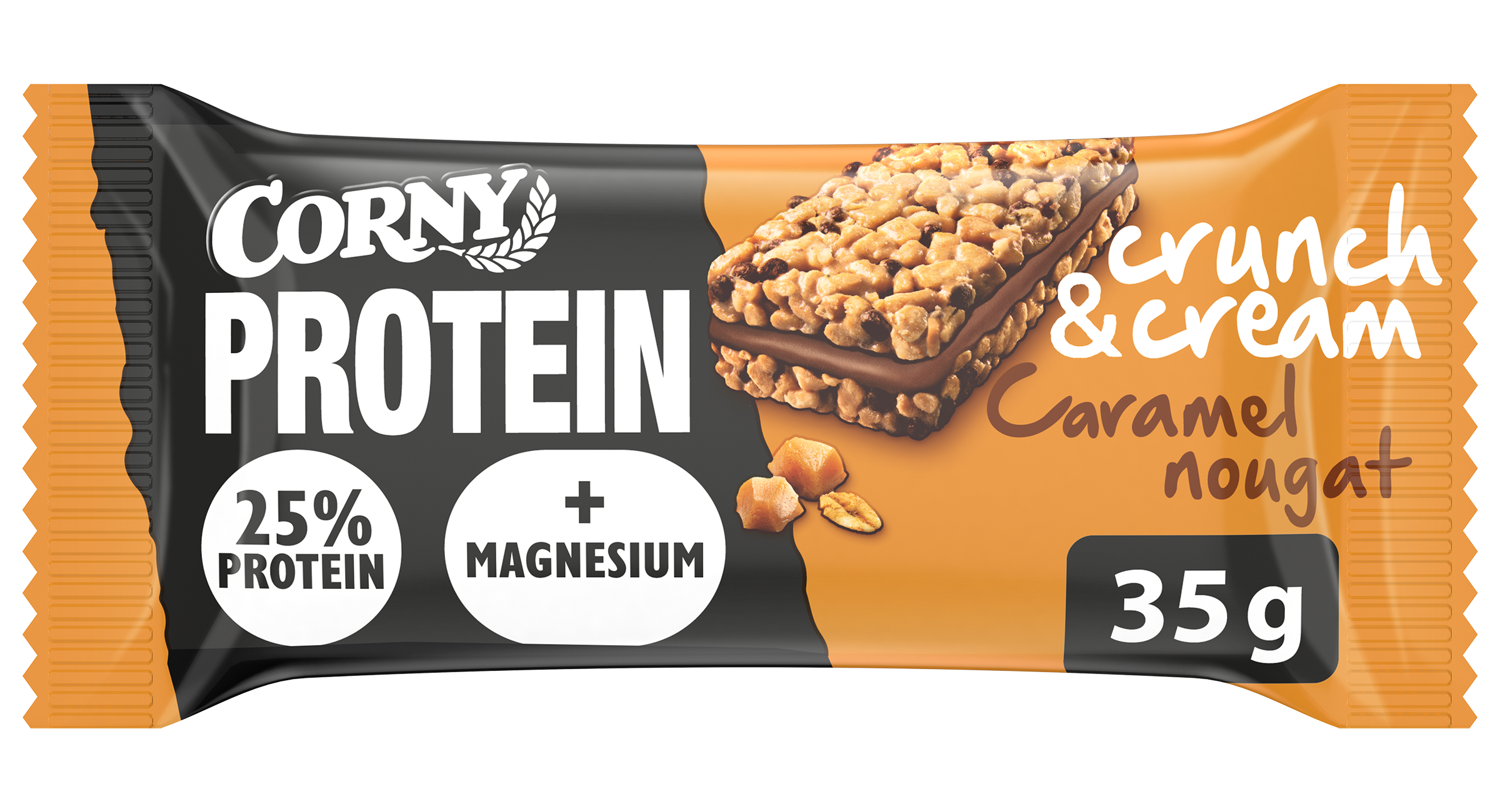 Corny Protein Crunch & Cream Caramel Nougat proteiinikerrospatukka 35g