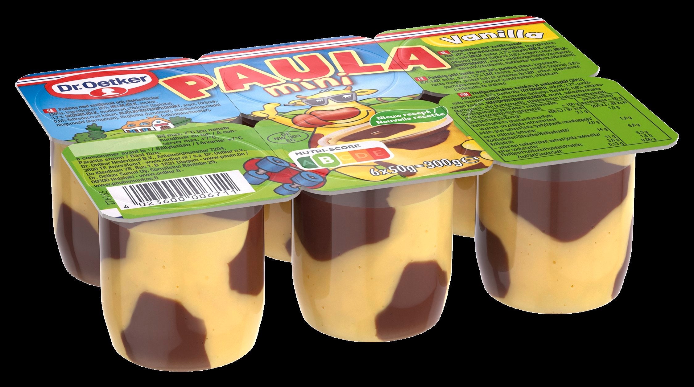 Dr. Oetker PAULA Mini Vaniljan makuinen vanukas ja suklaatäplät 6x50g