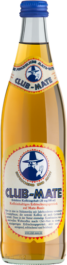 Club-Mate 0,5l virvoitusjuoma, sisältää luonnollista kofeiinia