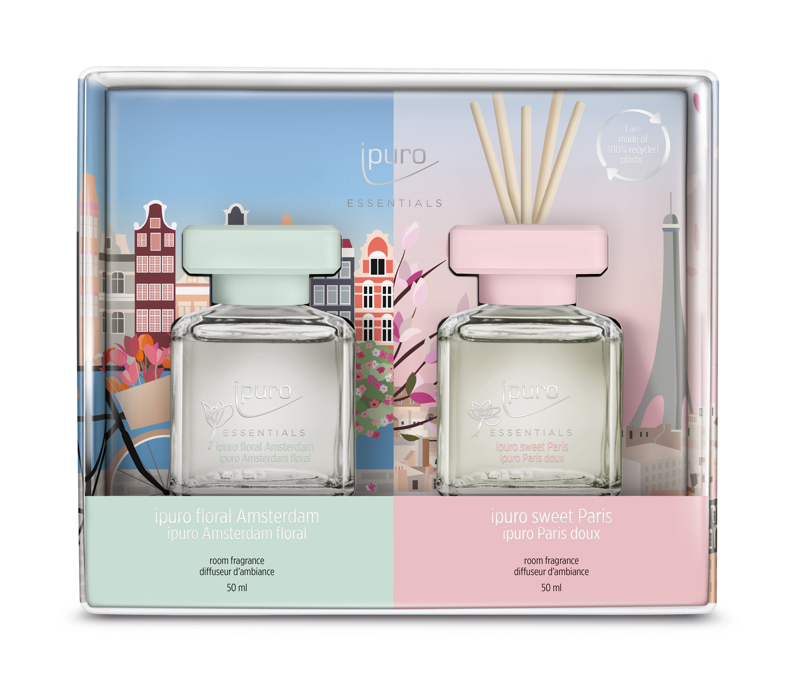 ipuro 2x50ml sweet Paris+floral Amsterdam Huonetuoksu