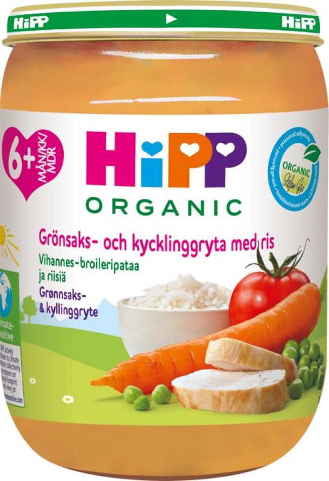 Hipp 190g Vihannes-broileripataa et riisiä 6kk luomu