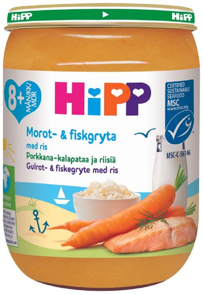 HiPP 190g Porkkana-kalapataa et riz 8kk
