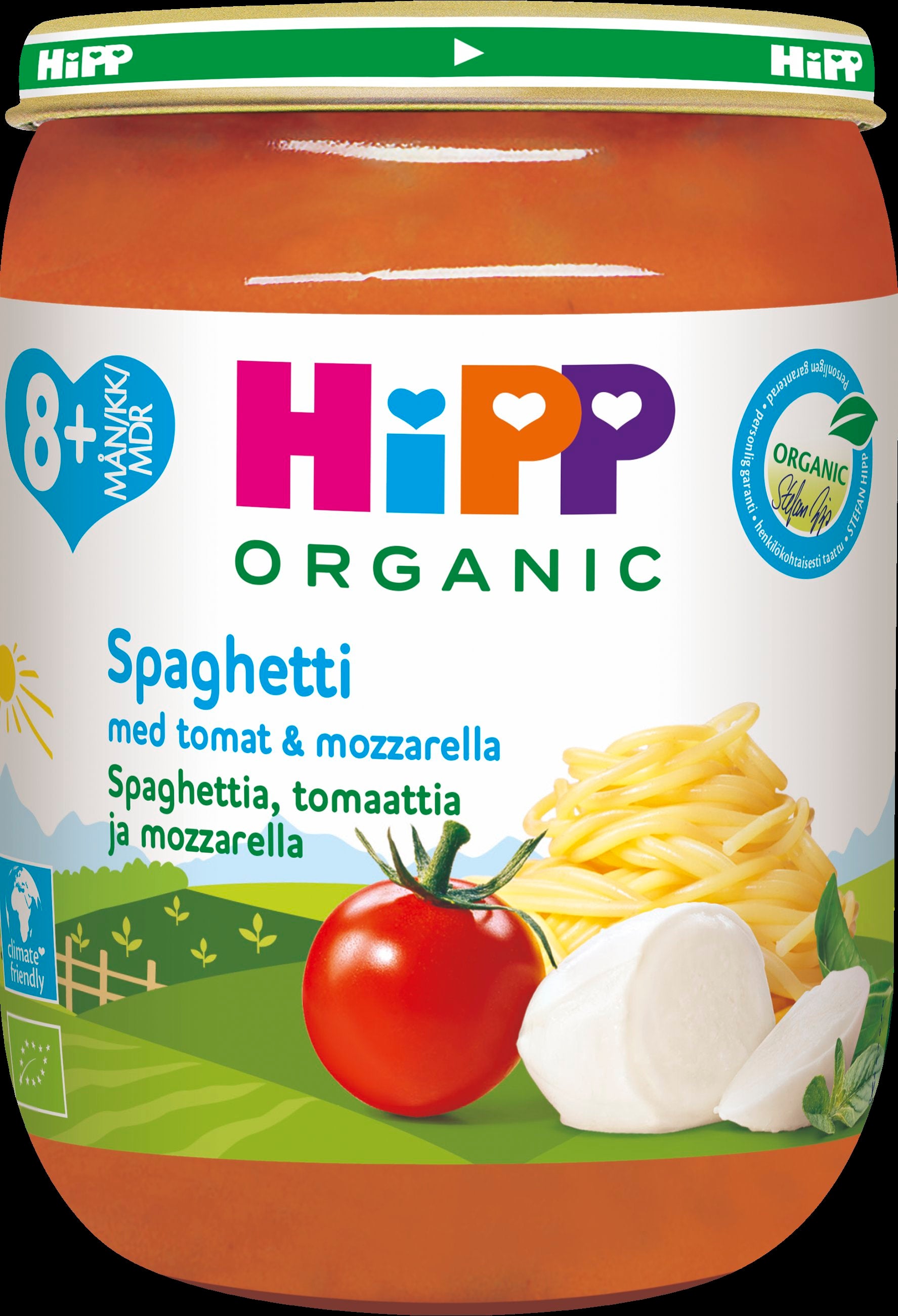 Hipp 190g Luomu Spagettia, Tomaattia ja mozzarellaa 8kk