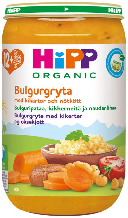 Hipp 250g Bulguripataa, vihanneksia, kikherneitä et naudanlihaa 12kk