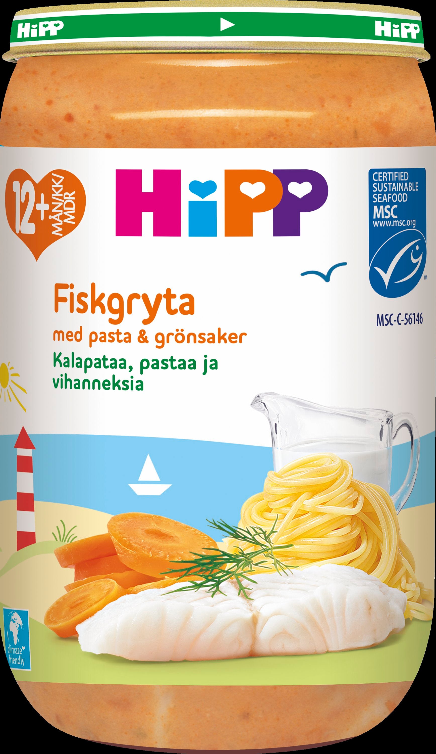 Hipp 250g Kalapata, pâtes et vihanneksia 12kk