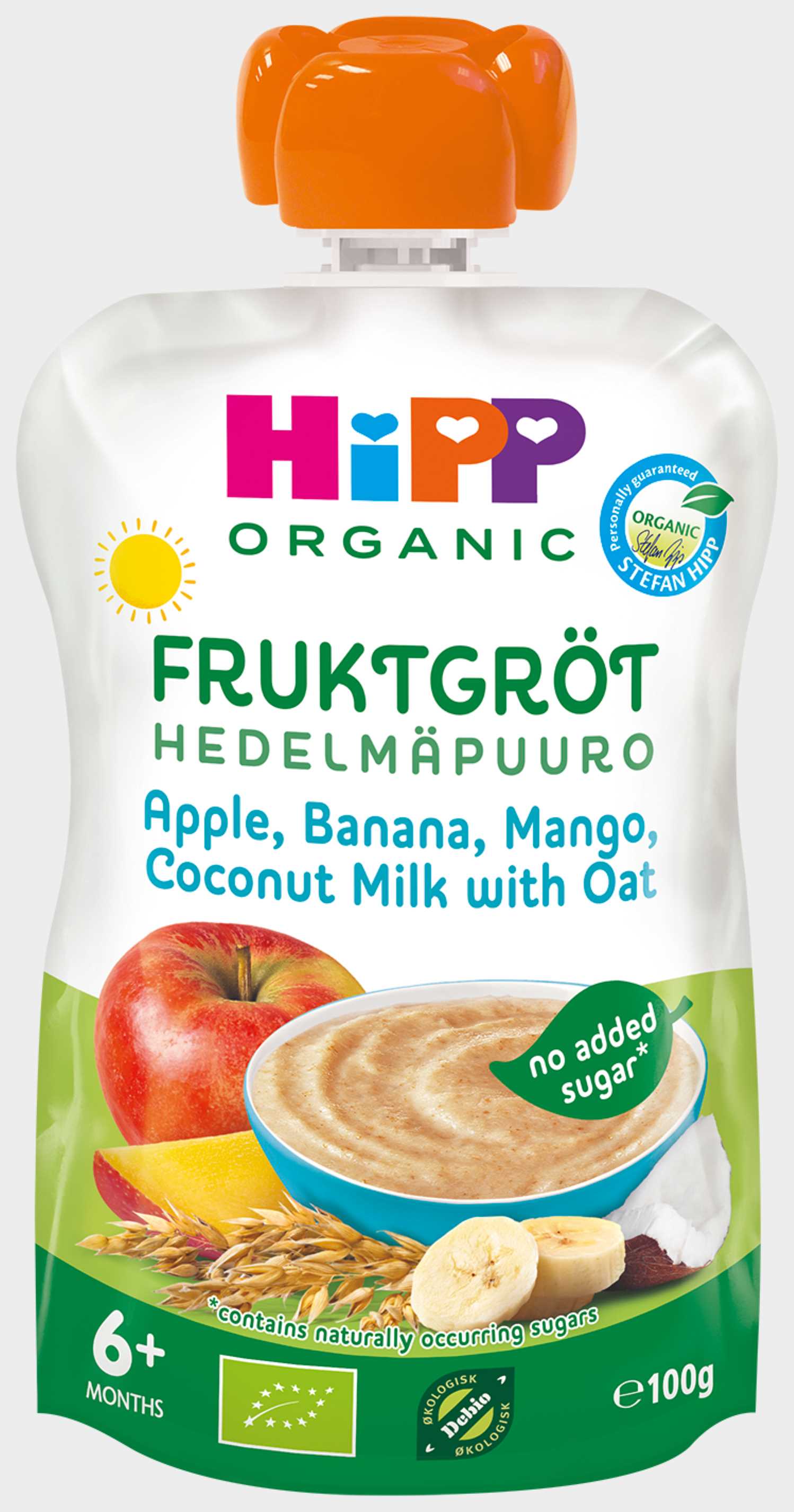 HiPP 100g Luomu Hedelmäpuuro Kookos, omena, banaani, mango 6kk