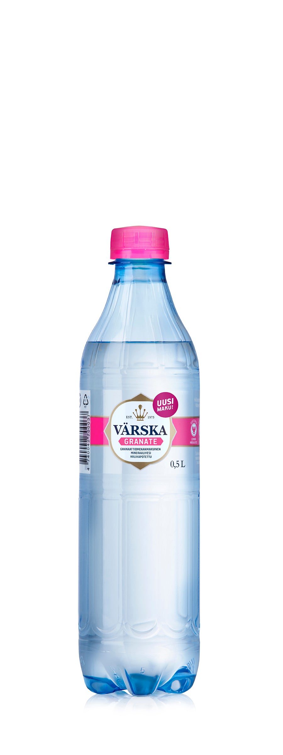 Värska Granate, granaattiomenan makuinen mineraalivesi, hiilihapollinen 0,5L PET