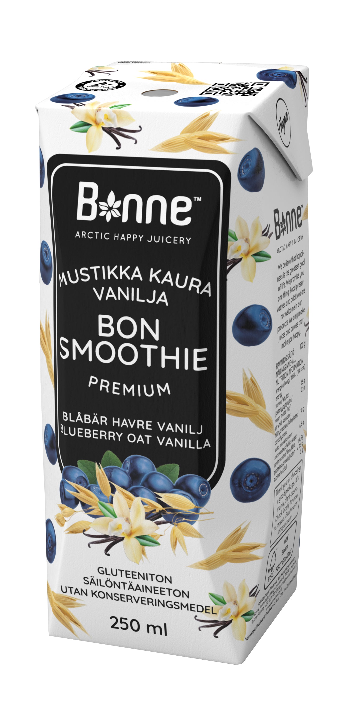 Bonne BonSmoothie Mustikka kaura vanilja juoma 250ml