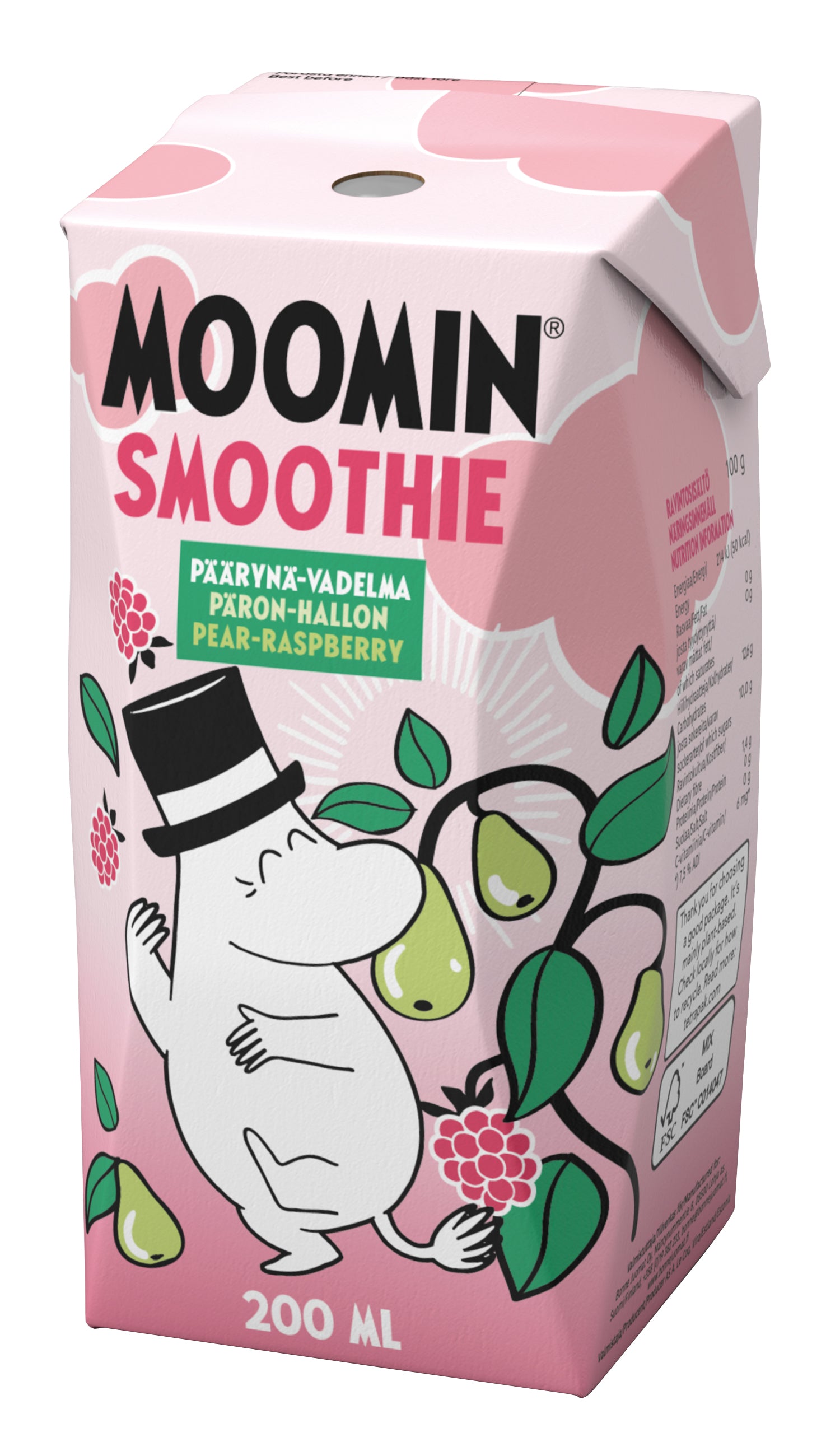 Moomin päärynä-vadelma smoothie 200ml