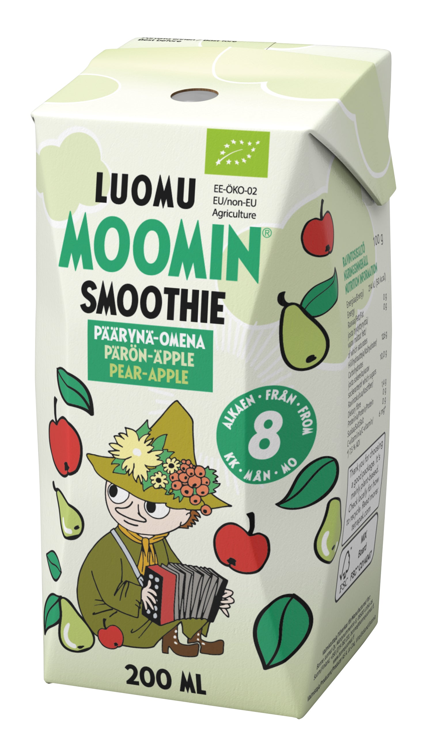 Moomin päärynä omena smoothie luomu 200ml
