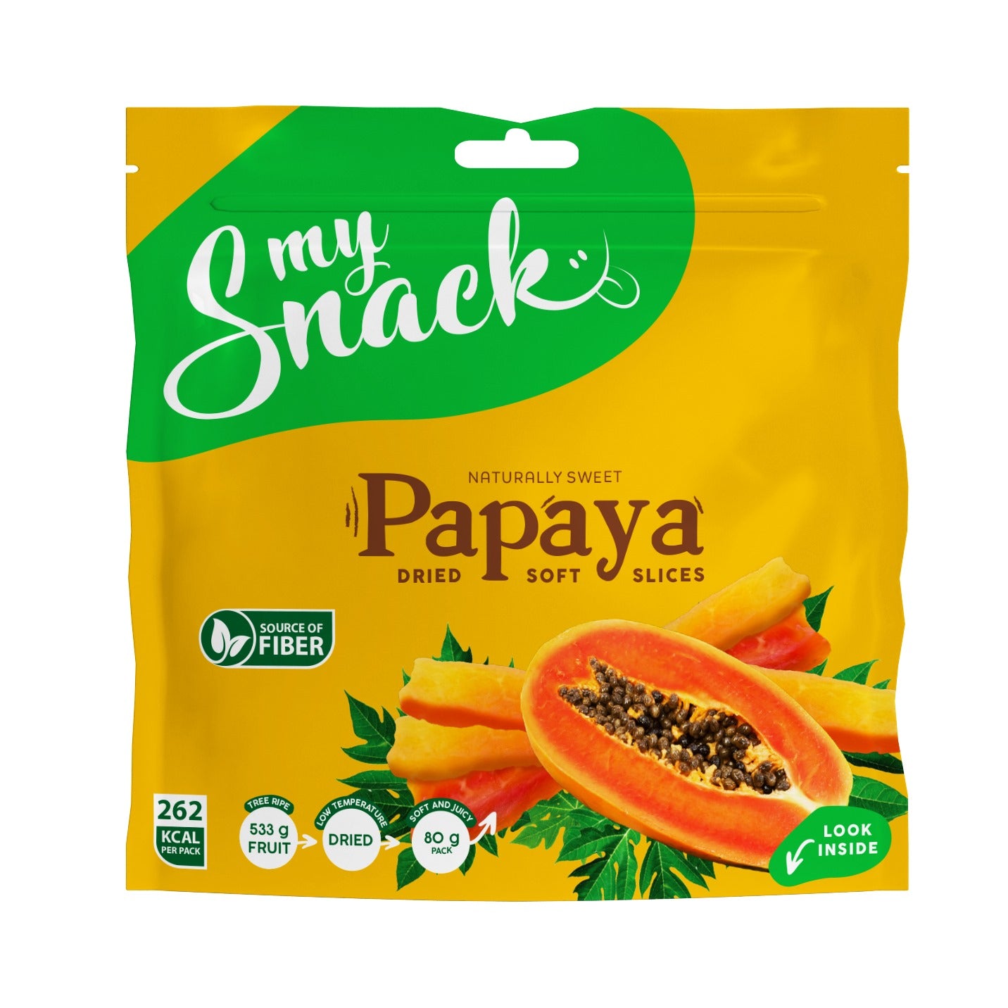 MySnack kuivattu pehmeä papaija SP 80g