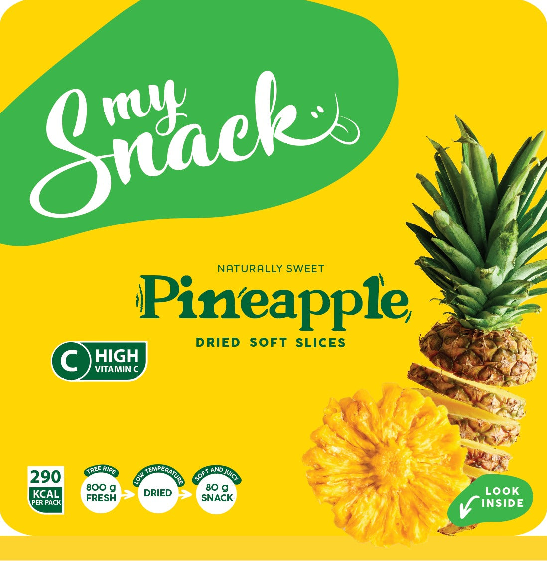 MySnack kuivattu pehmeä ananas SP 80g