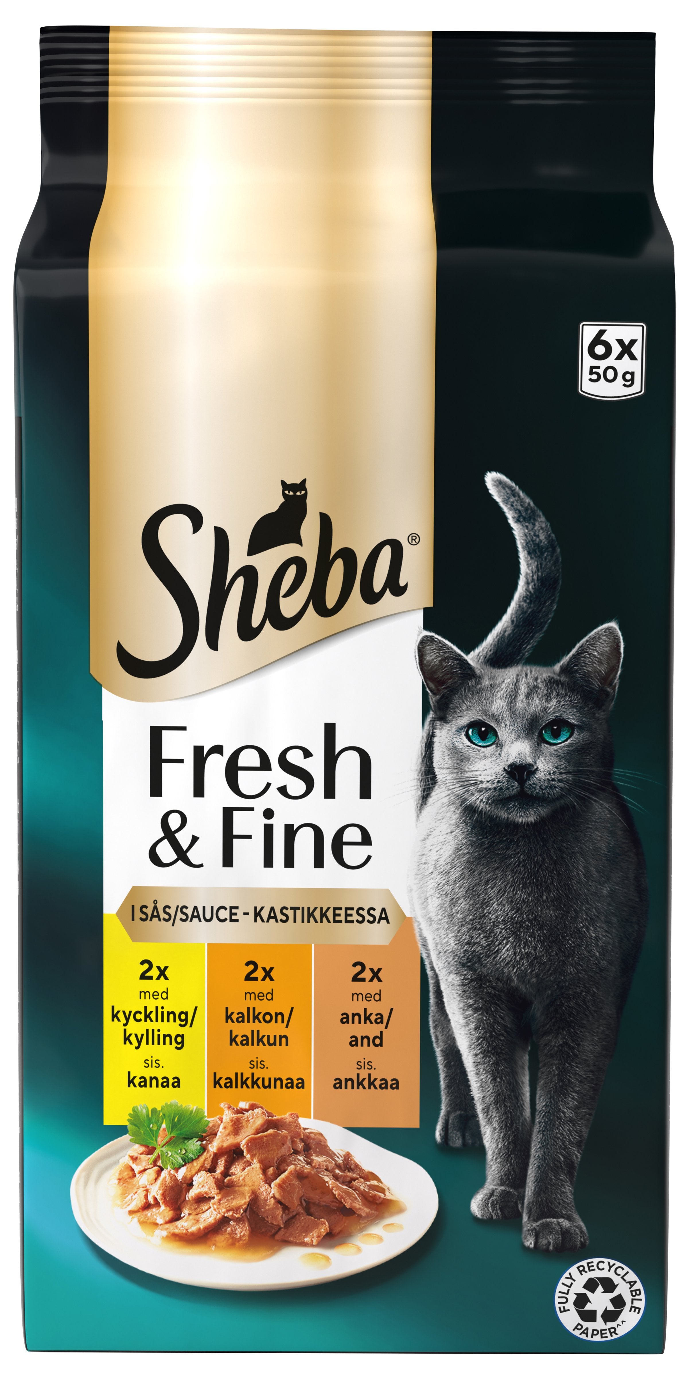 Sheba Fresh & Fine Siipikarjalajitelma kastikkeessa 6x50g