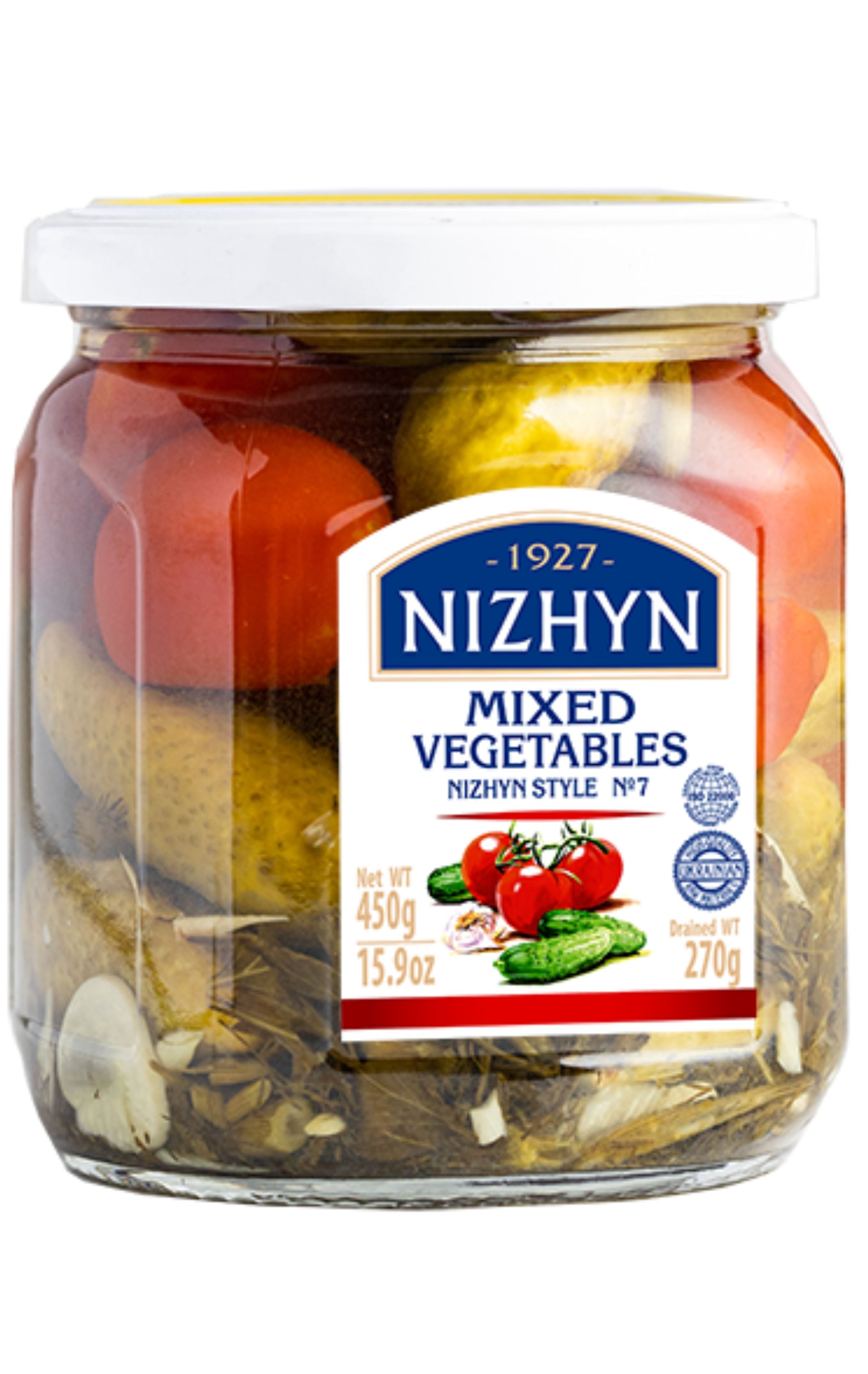 Nizhyn Marinoitua kurkkua ja tomaattia 450 g/ 270 g