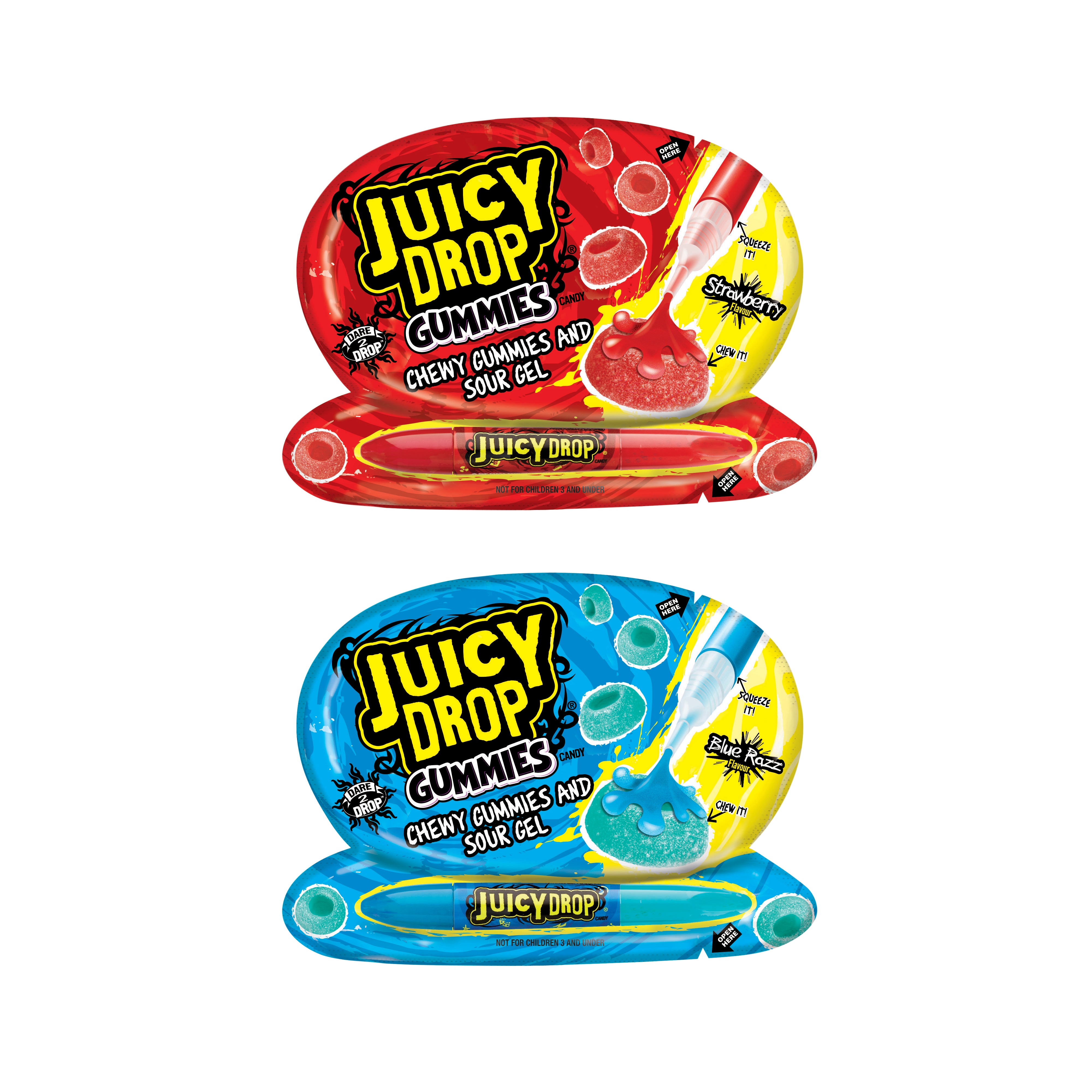 Bazooka Juicy Drop Gummies viinikumeja ja kirpeää geeliä 57g