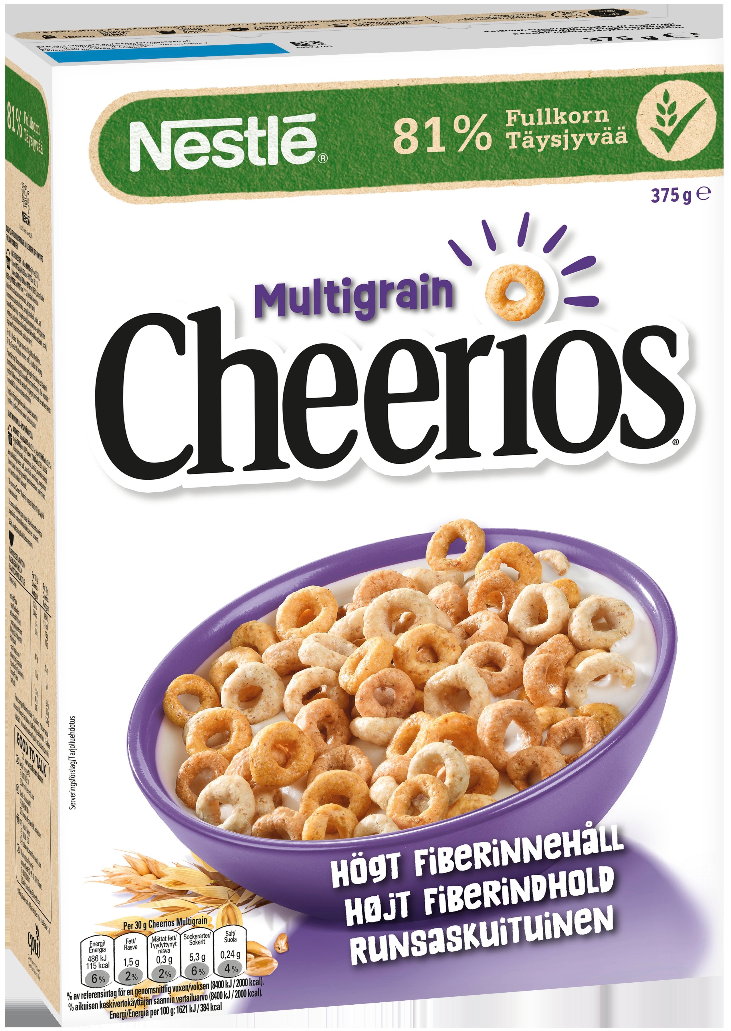 Nestlé Cheerios 375g Monivilja rapeita monivilja-täysjyvämuroja