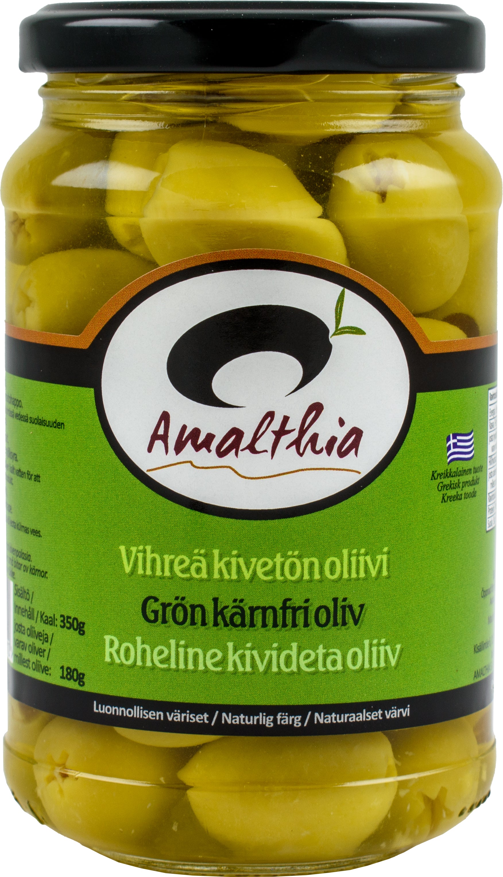 Amalthia 350/180g vihreä kivetön oliivi jumbo