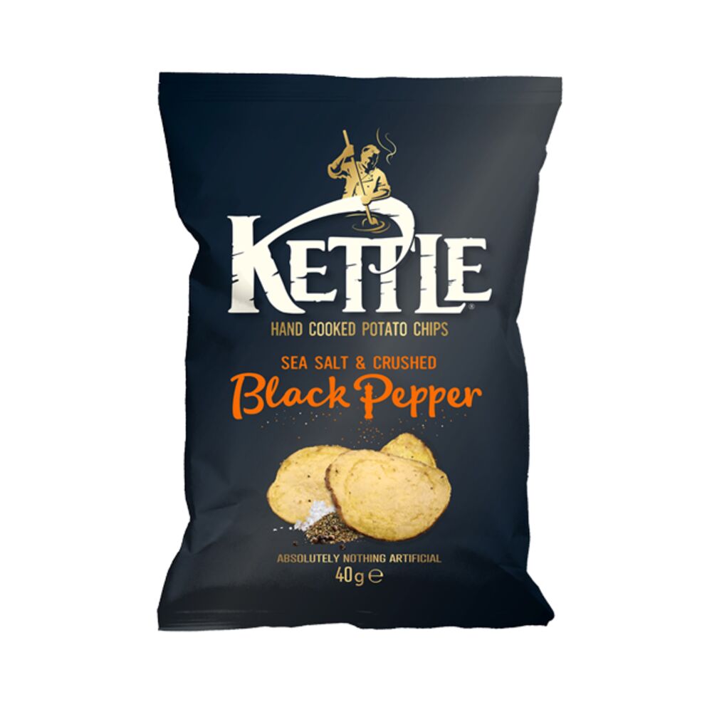 40g Kettle Chips Sea Salt & Crushed Black Pepper perunalastut