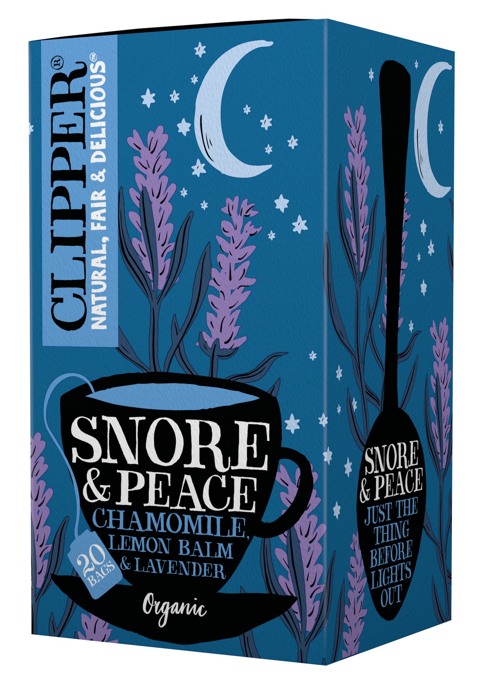 Clipper Snore & Peace. Luomu yrttihauduke, sisältää kamomillaa, sitruunamelissaa ja laventelia 30g / 20 pussia