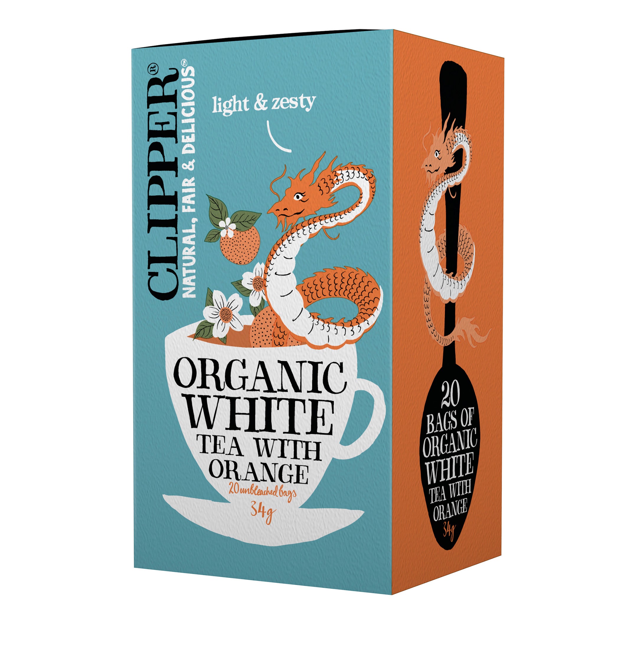 Clipper Appelsiinin makuinen luomu valkoinen tee 34g / 20 pussia