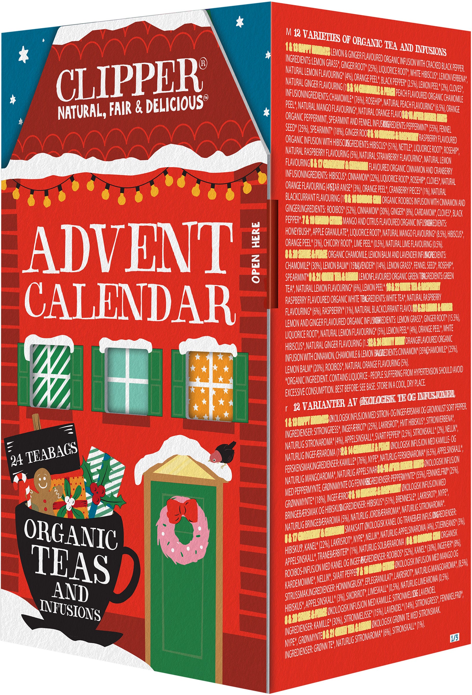 Clipper Luomu Teejoulukalenteri 24ps