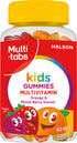 Multi-tabs Kids Gummies Monivitamiini, Appelsiinin ja Marjanmakuinen pehmeä, sokeriton ja pureskeltava monivitamiinivalmiste, 60 kpl