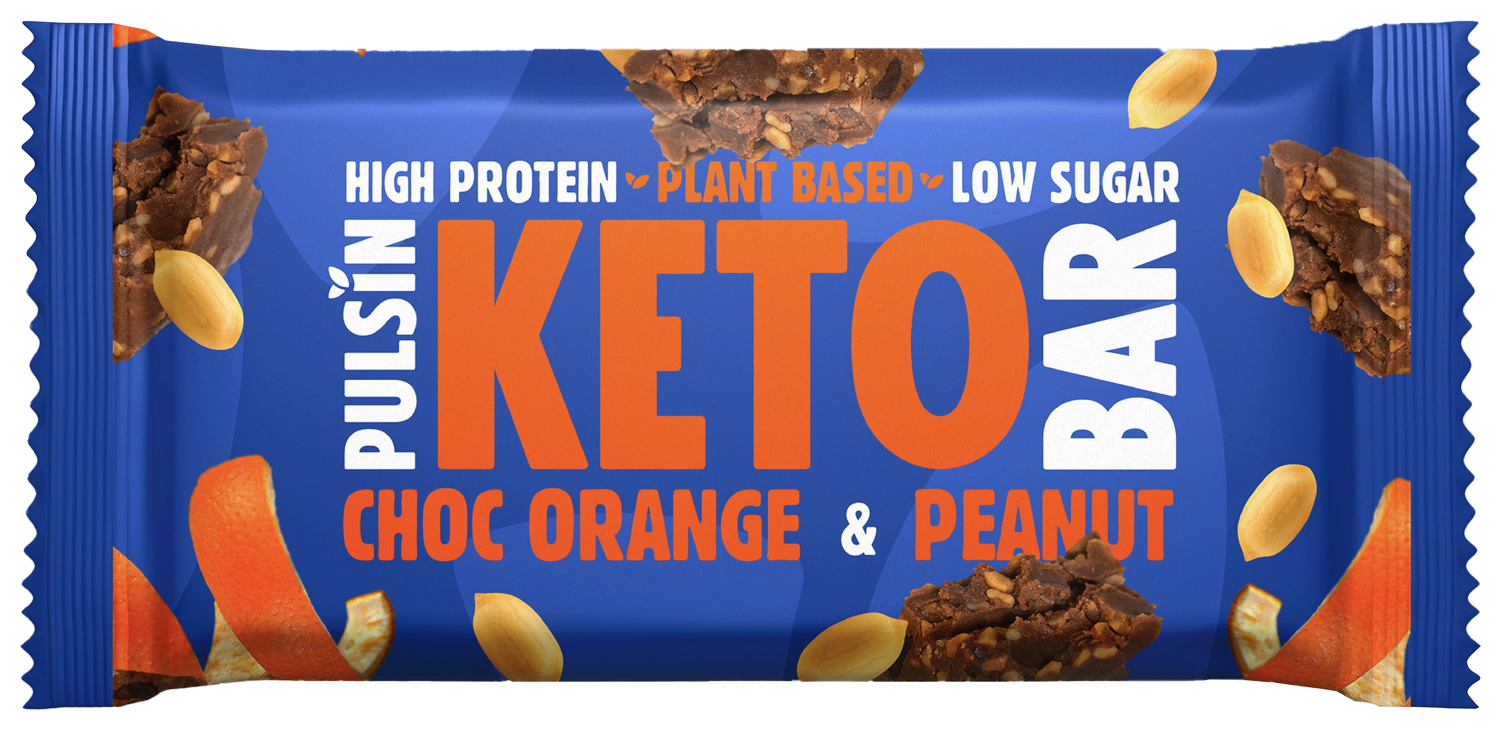 Pulsin Appelsiinisuklaa & maapähkinä keto-proteiinipatukka 50g