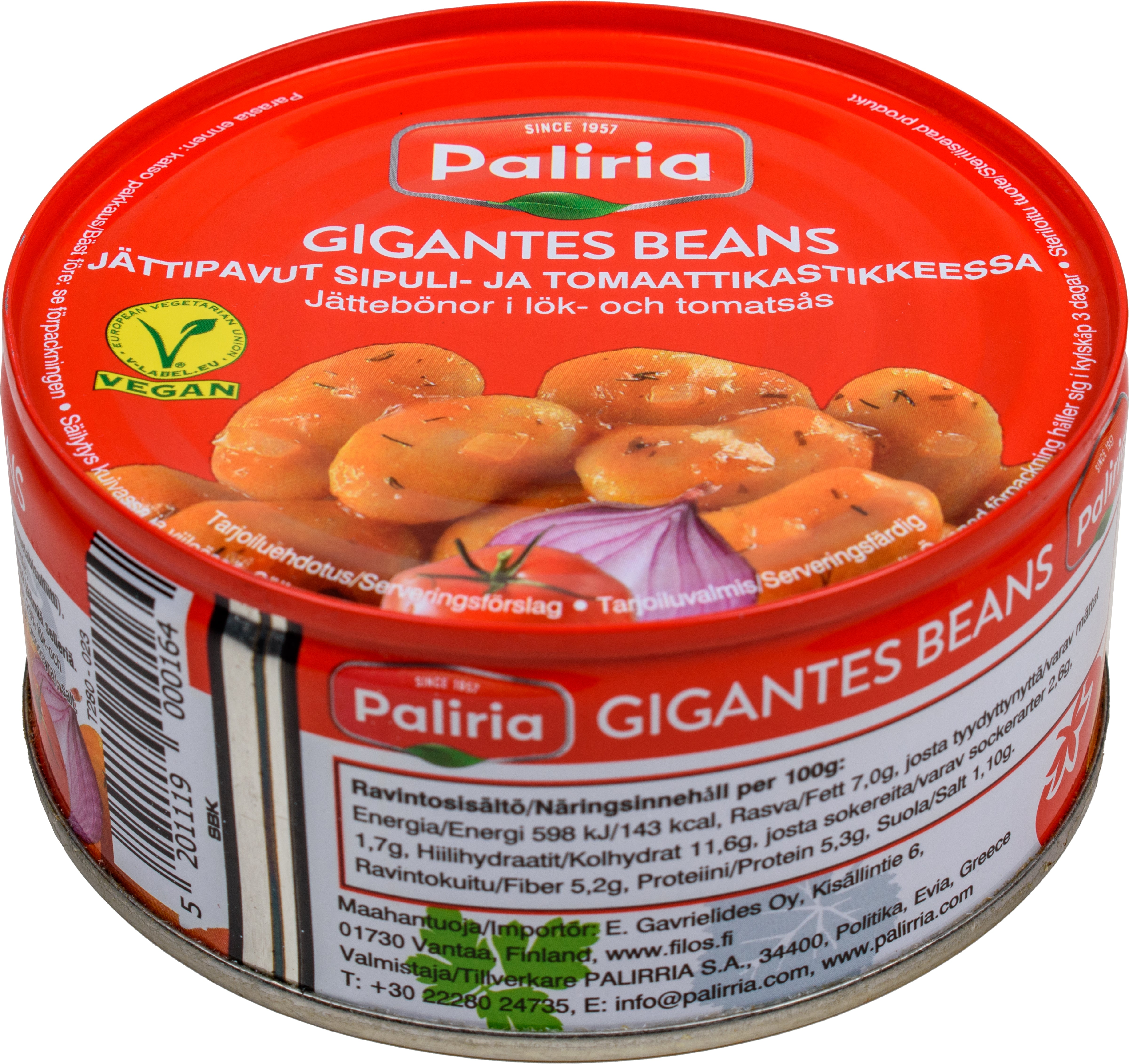 Paliria 280g jättipapuja sipuli- ja tomaattikastikkeessa