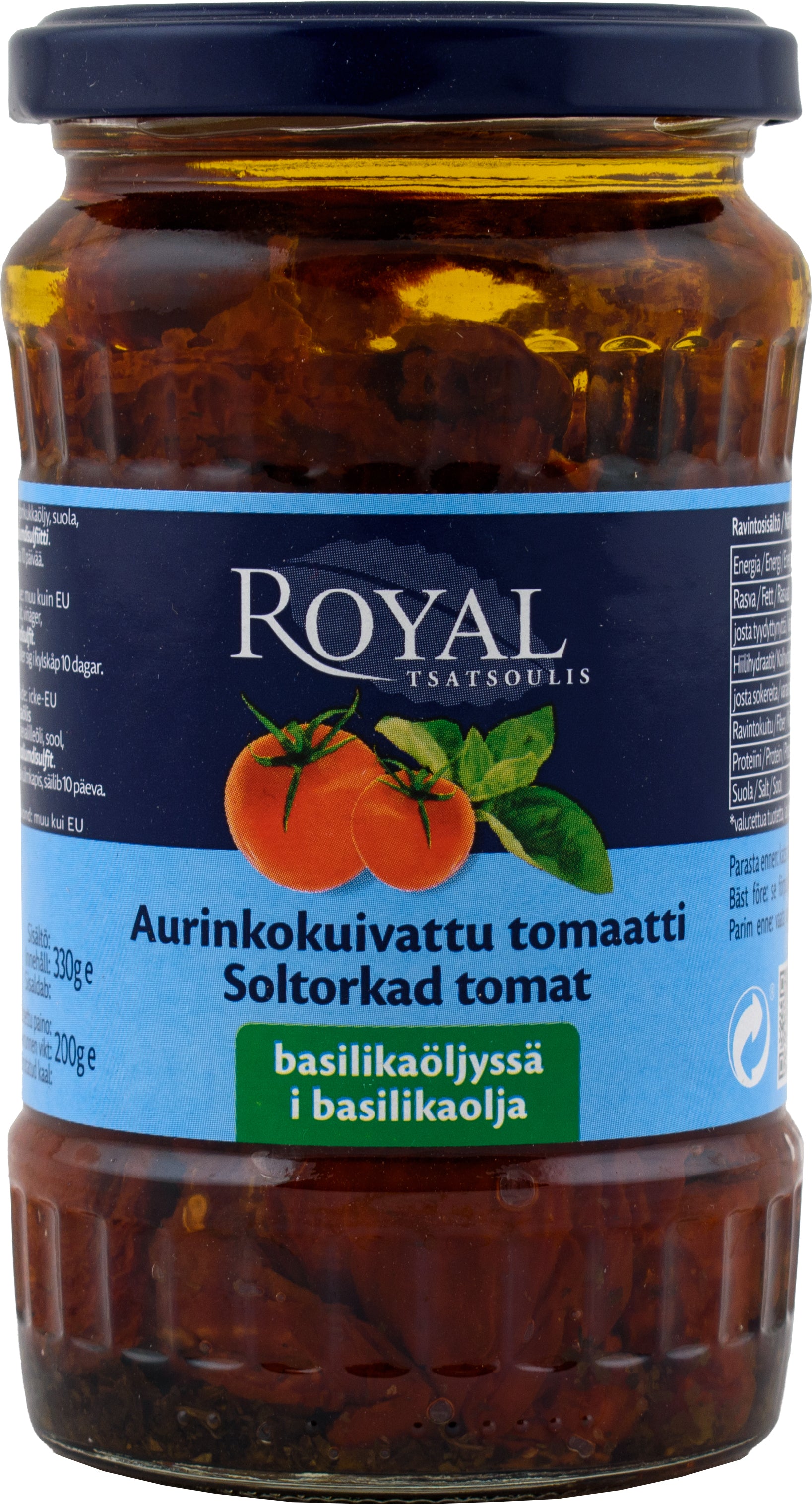 Royal 330/200g aurinkokuivattu tomaatti basilikaöljyssä