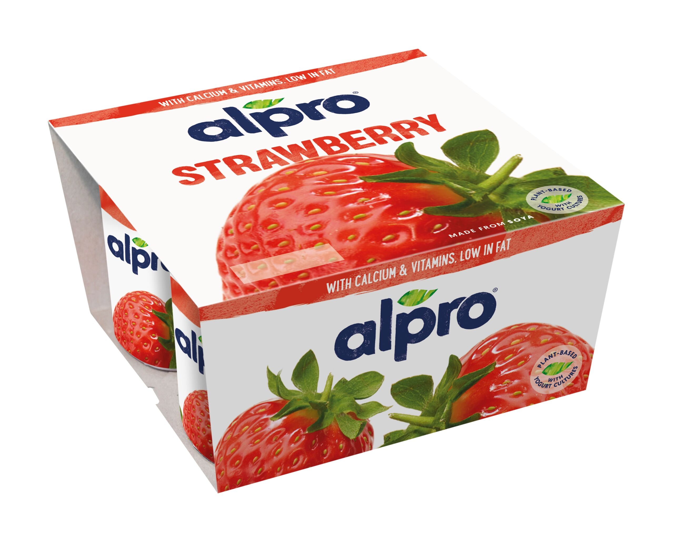 Alpro Hapatettu soijavalmiste, mansikka 4x125g