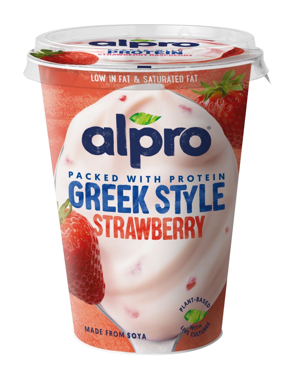 Alpro Hapatettu soijavalmiste à la grecque, mansikka 400g