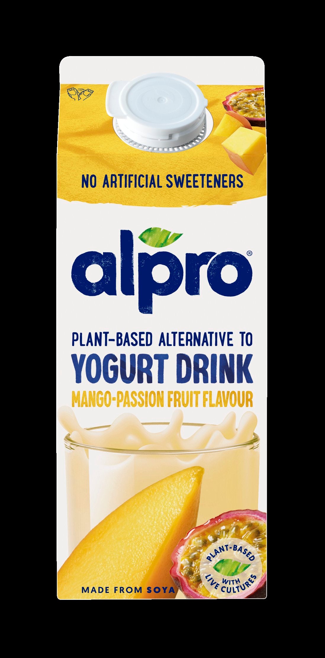 Alpro juotava hapatettu soijavalmiste, mango ja passionhedelmä 750ml