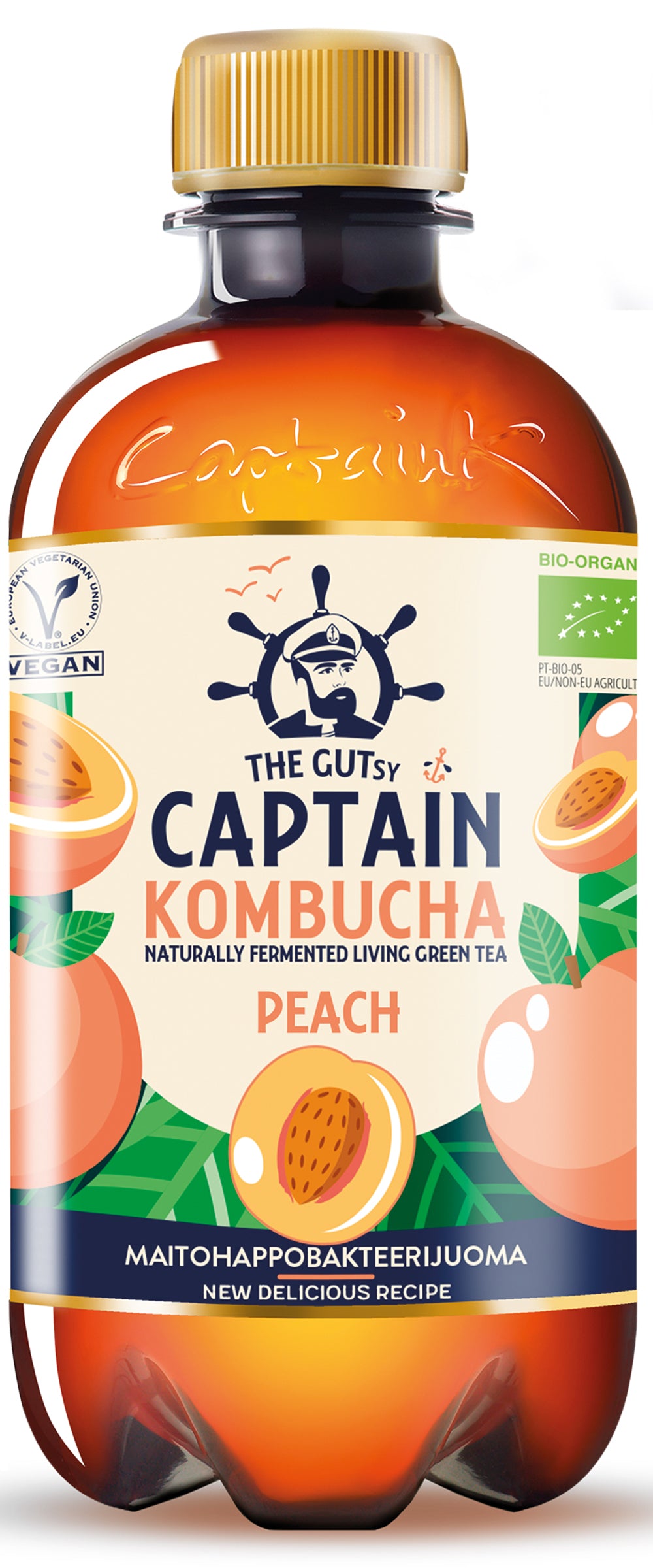 The Gutsy Captain Peach kombucha-juoma LUOMU 400ml