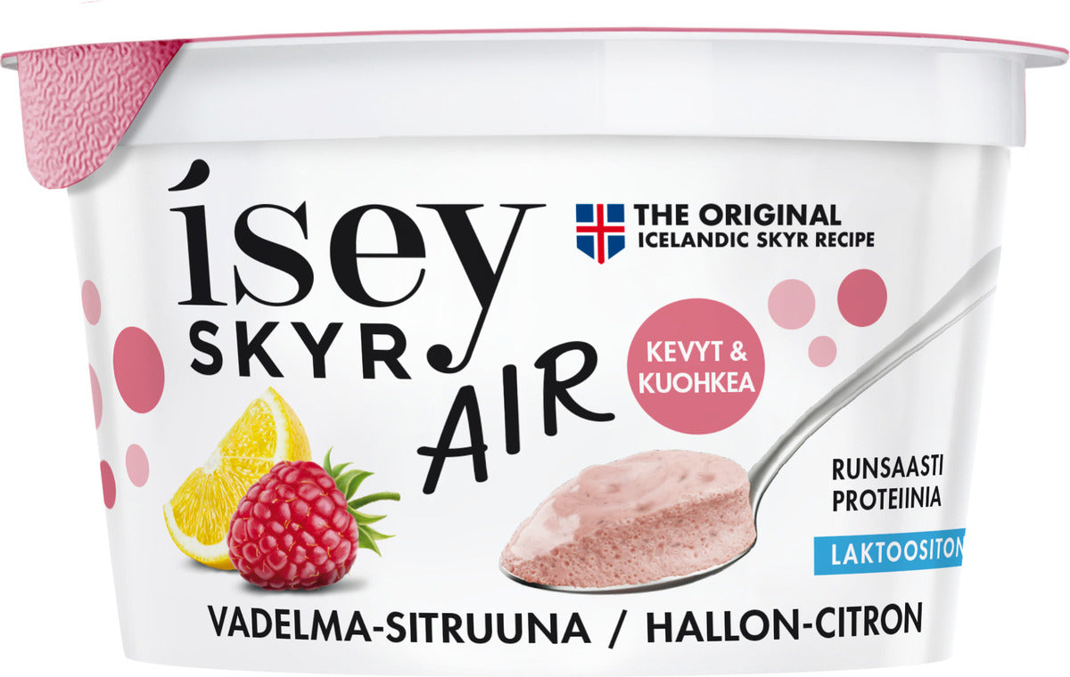 Isey Skyr Air Vadelma-sitruuna laktoositon maitovalmiste 125g
