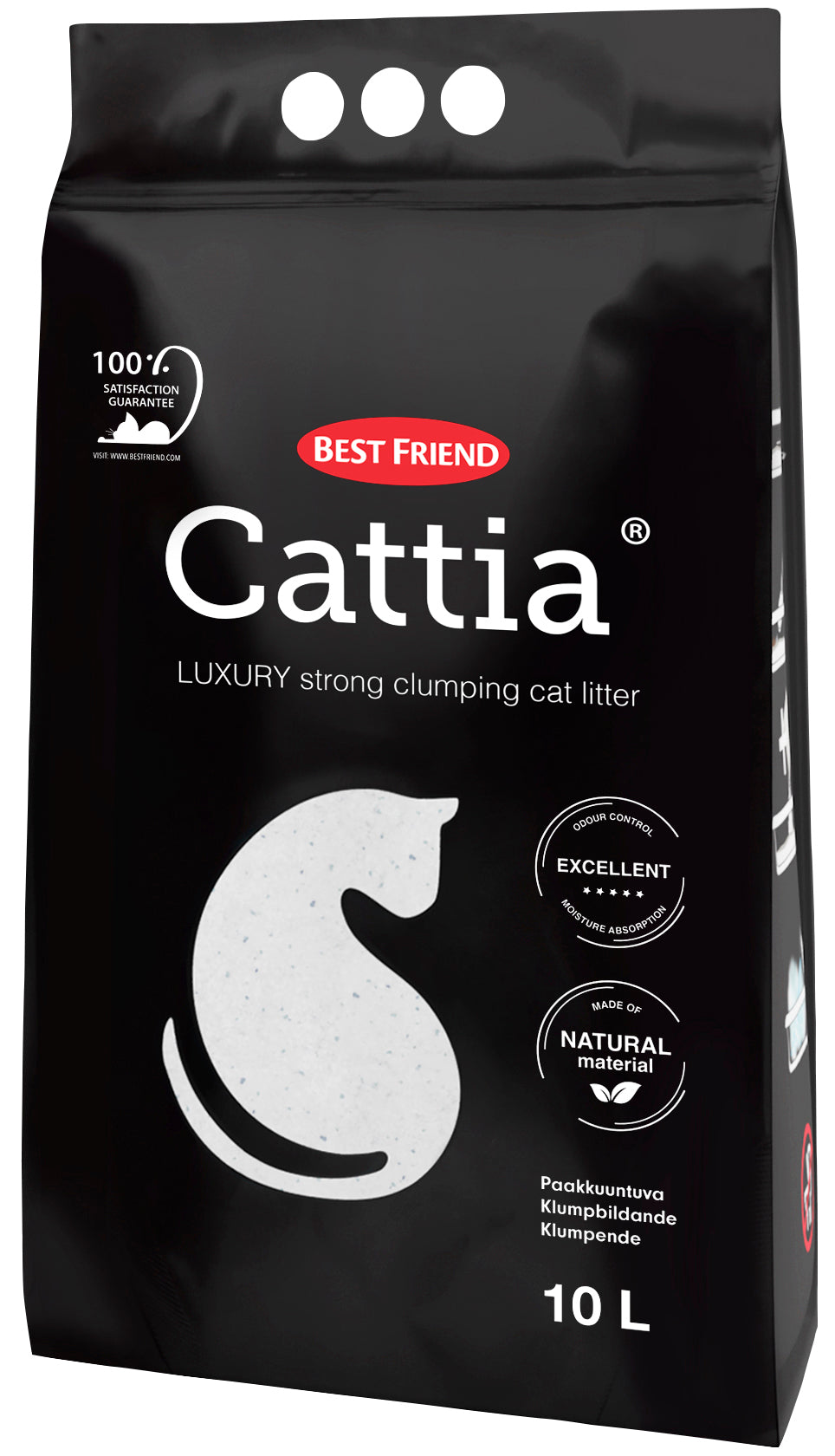 Best Friend Cattia Paakkuuntuva valkoinen kissanhiekka 10l