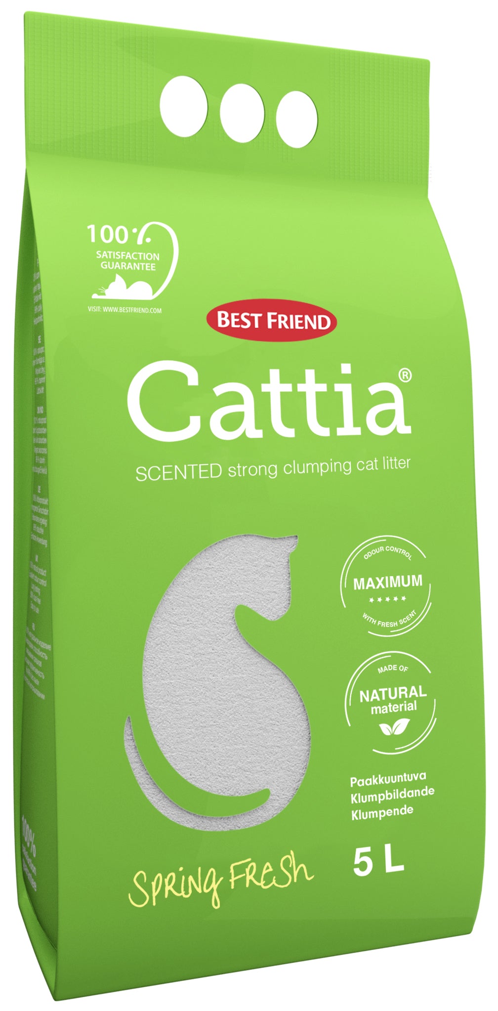 Best Friend Cattia Spring Fresh paakkuuntuva valkoinen kissanhiekka 5l
