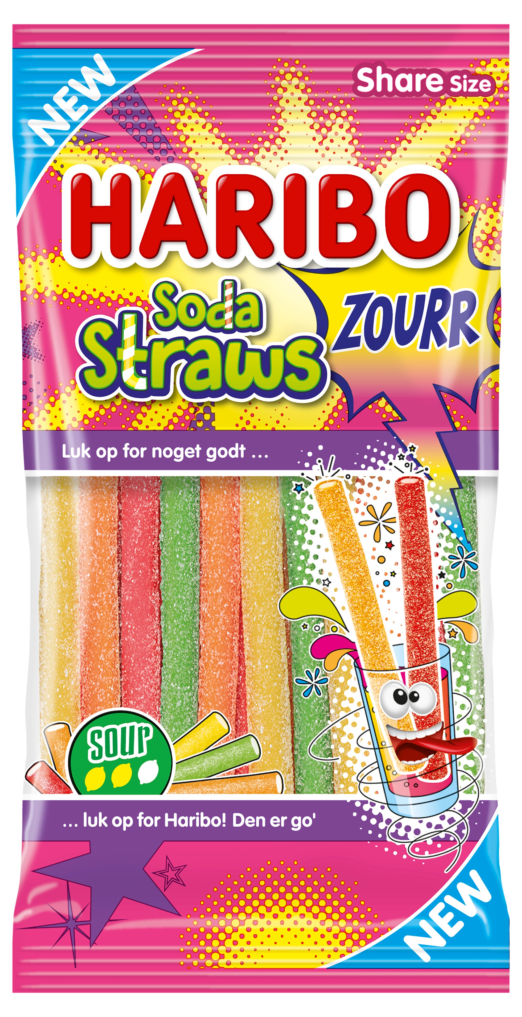 HARIBO Soda Straws Zourr 90 g Karkkipussi