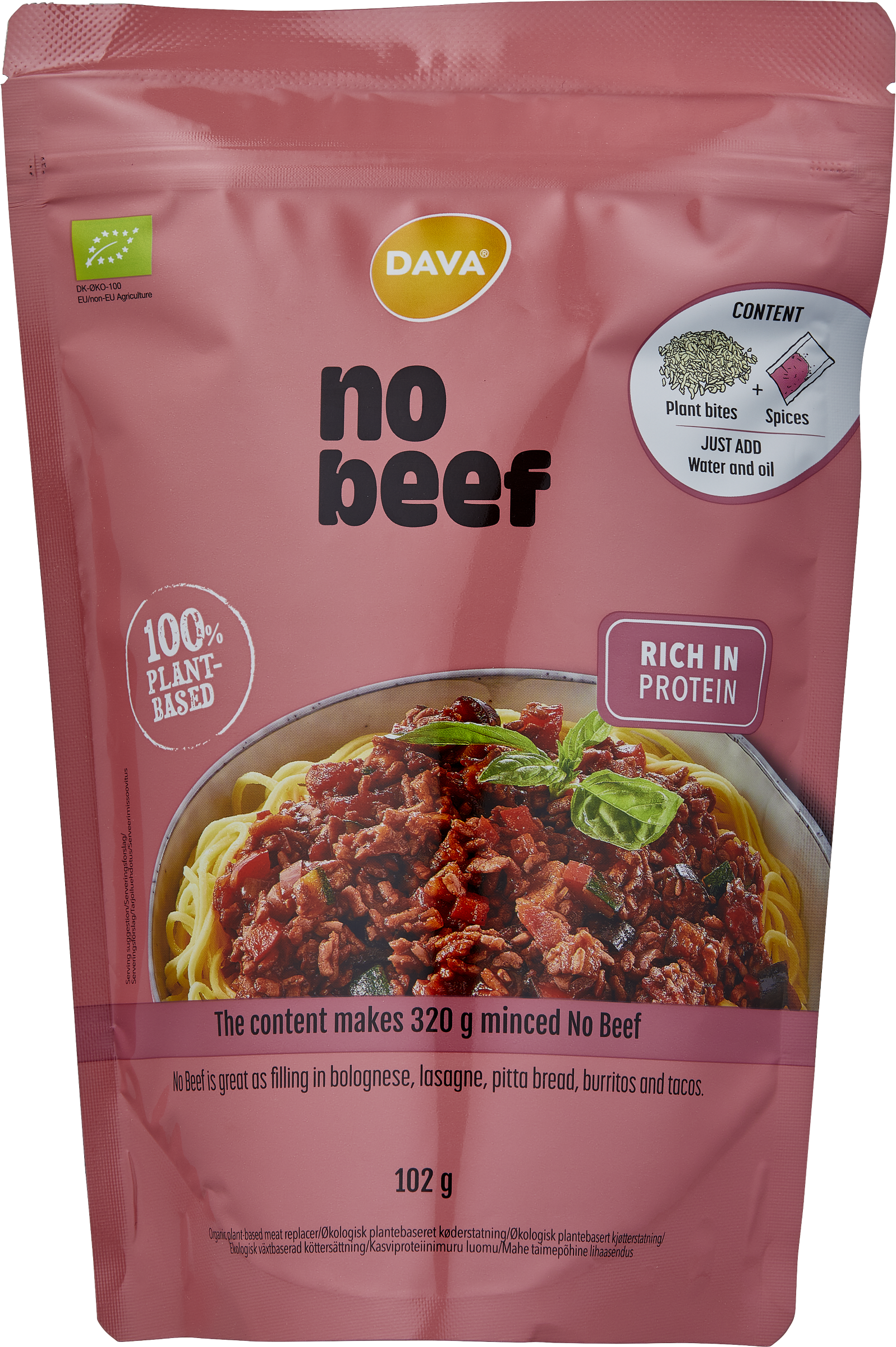 DAVA No Beef luomu kasviproteiinimuru 102g
